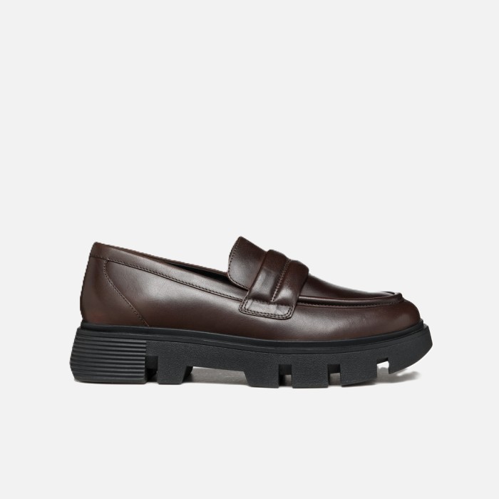 Dark brown womens moccasins Geox Vilde - Womens