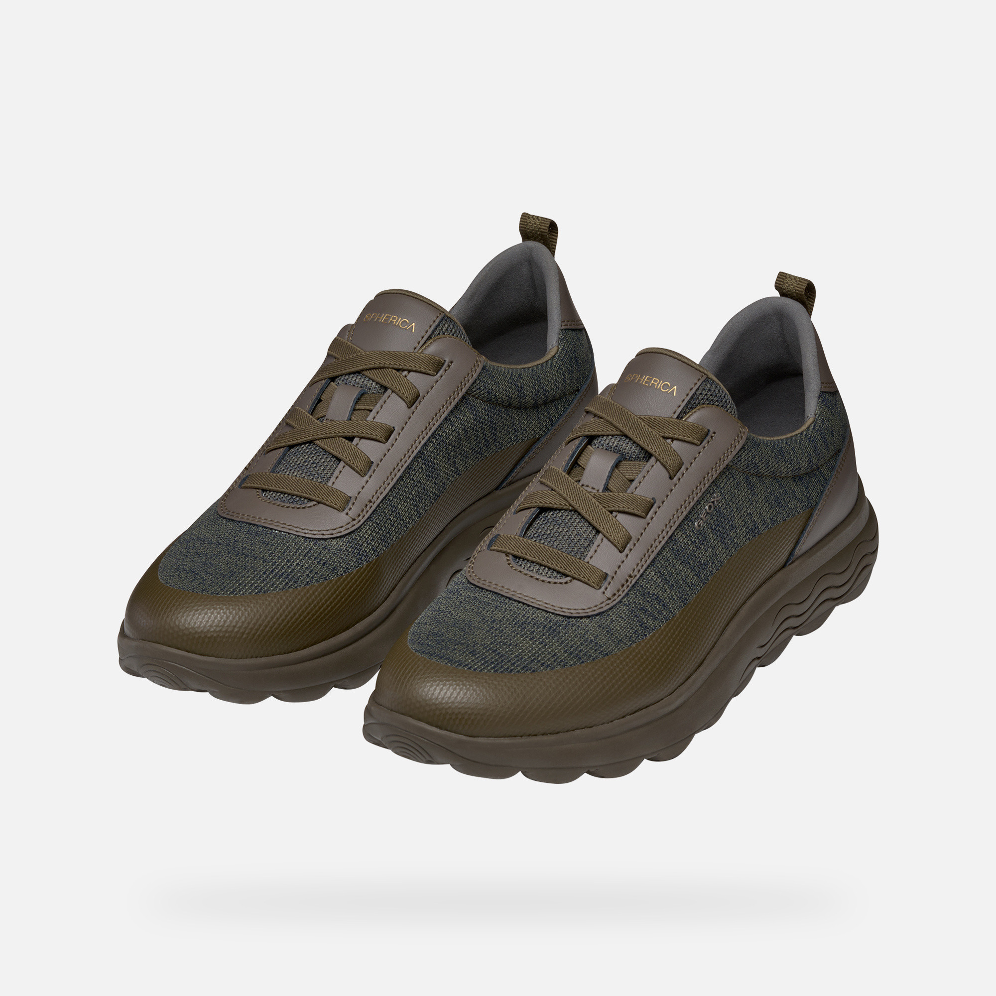 Khaki Men's Geox Spherica Sneakers - Mens