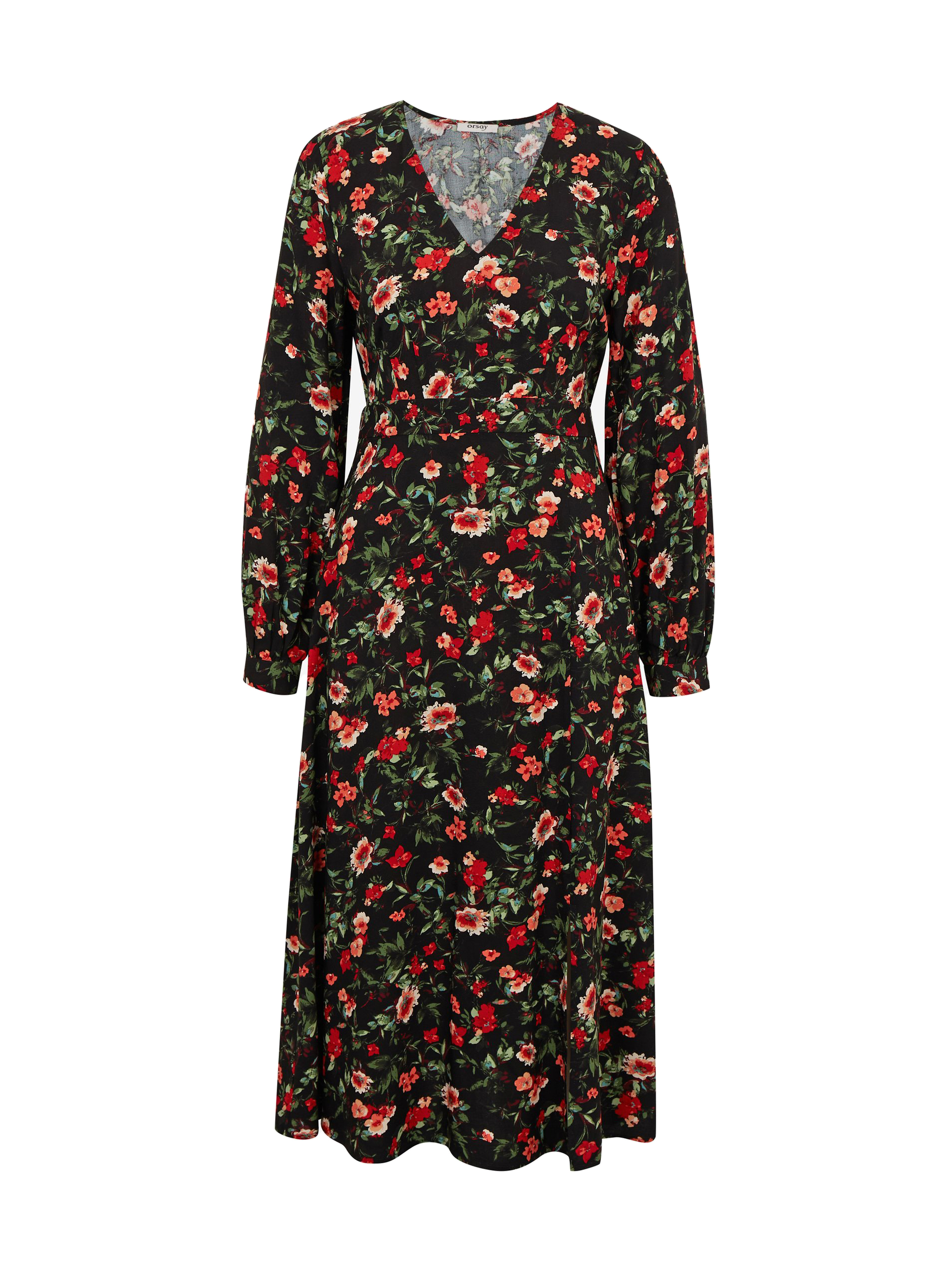 Orsay Red-Black Women Floral Dress - Women