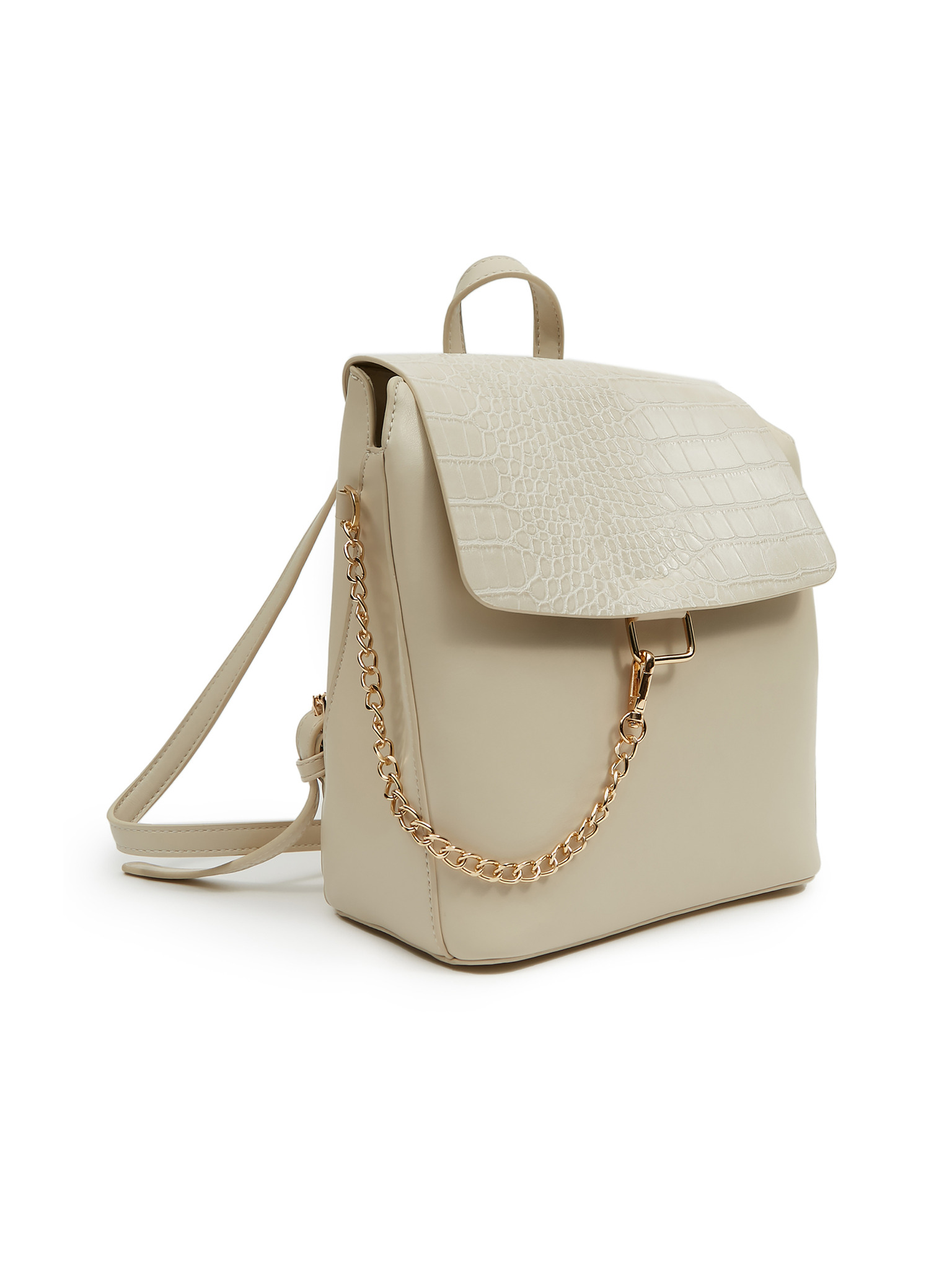 Orsay Beige women's backpack with crocodile pattern - Women's