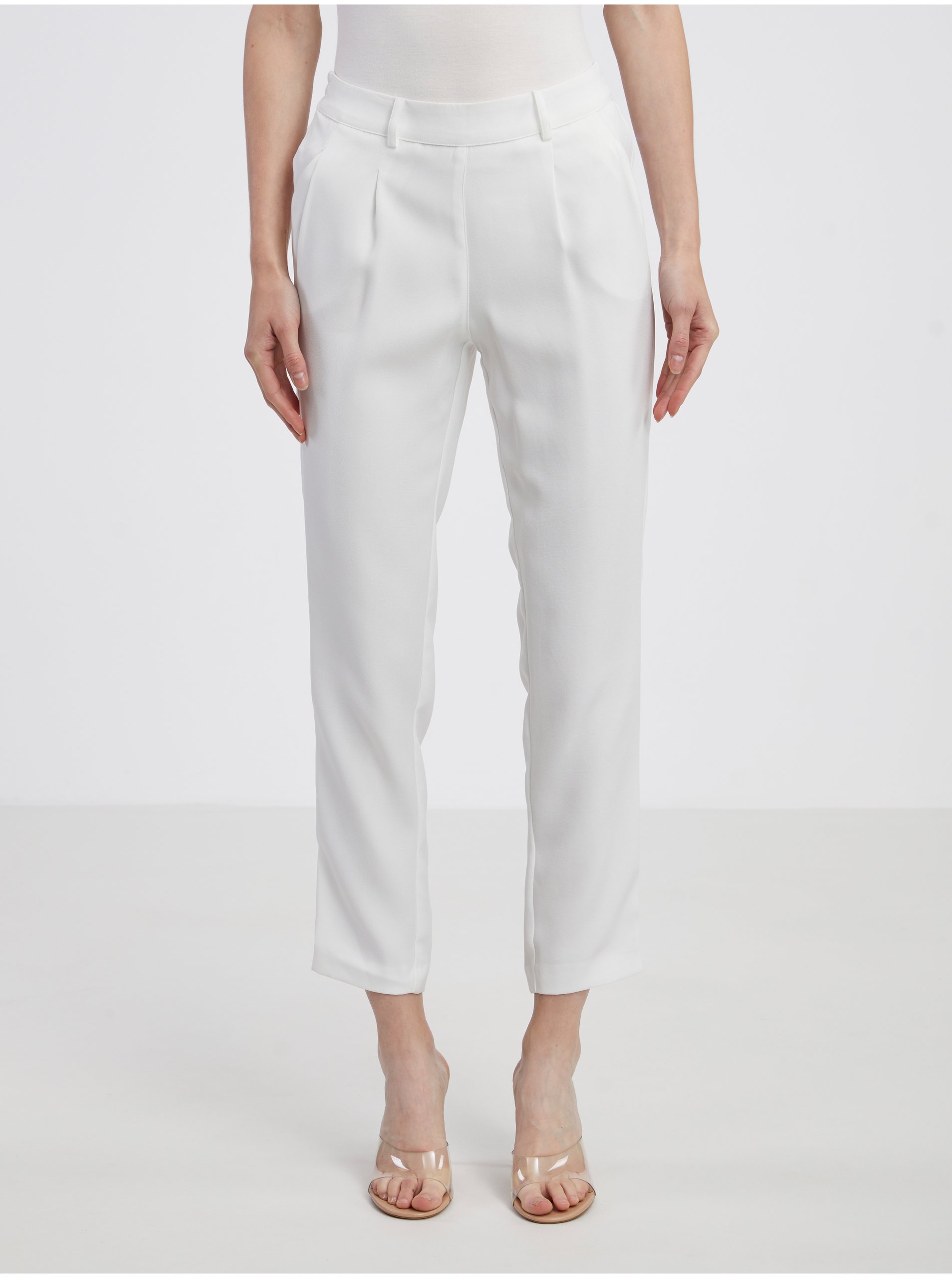 Levně Bílé dámské kalhoty CAMAIEU - Dámské