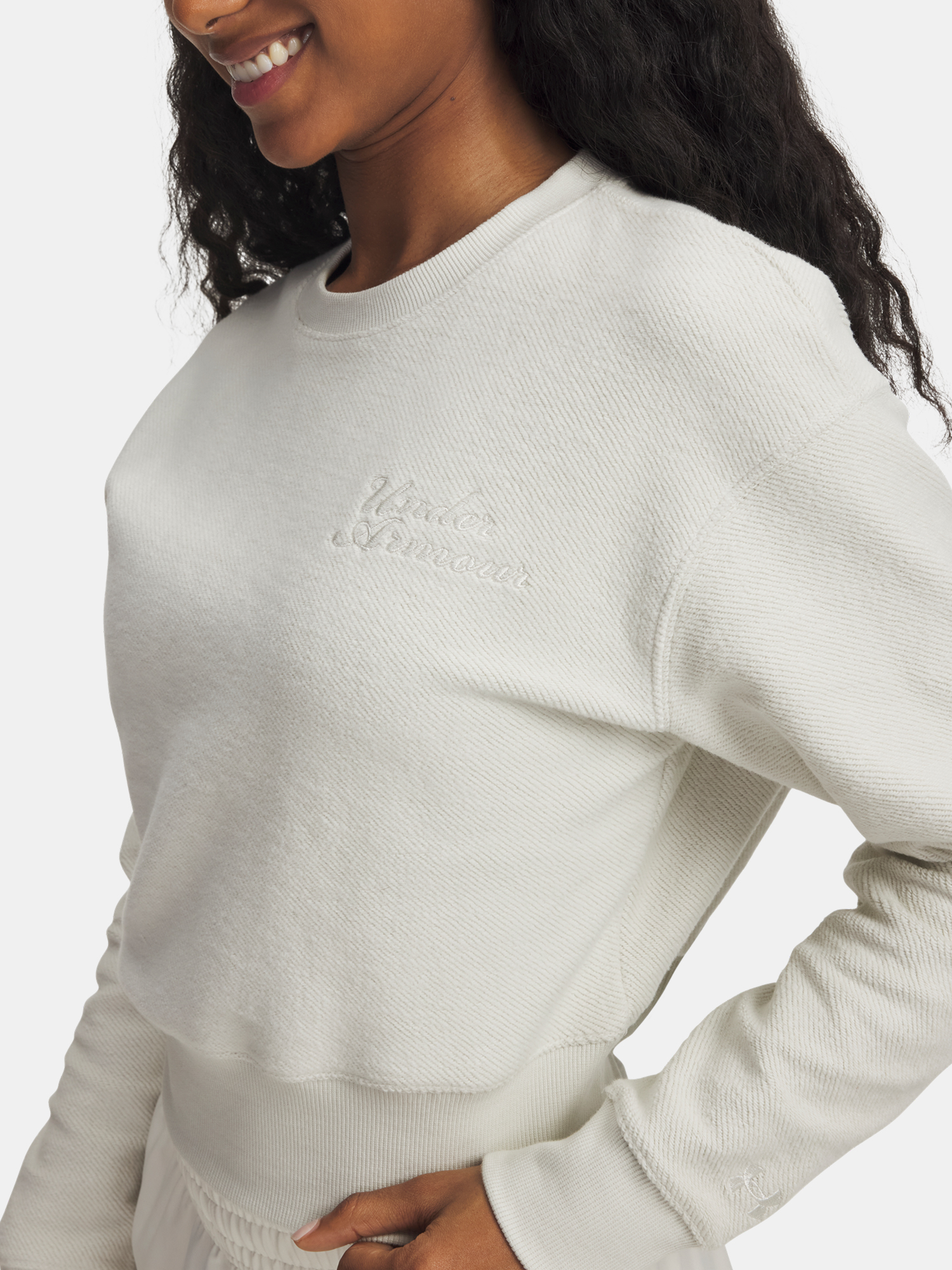 Women's sweatshirt Under Armour Icon Terry Varsity Crew-WHT - Women's