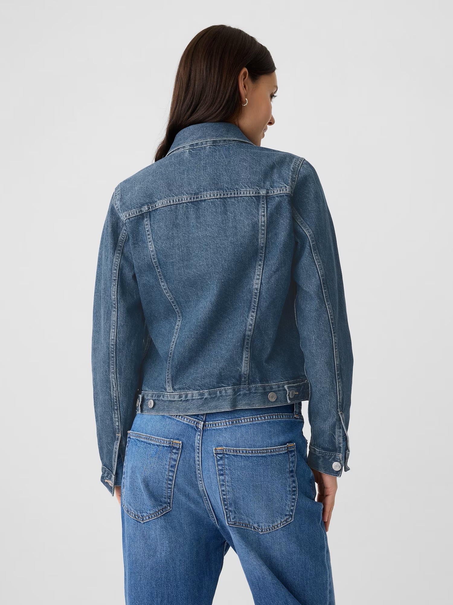 Jachete din denim pentru femei GAP - albastru inchis