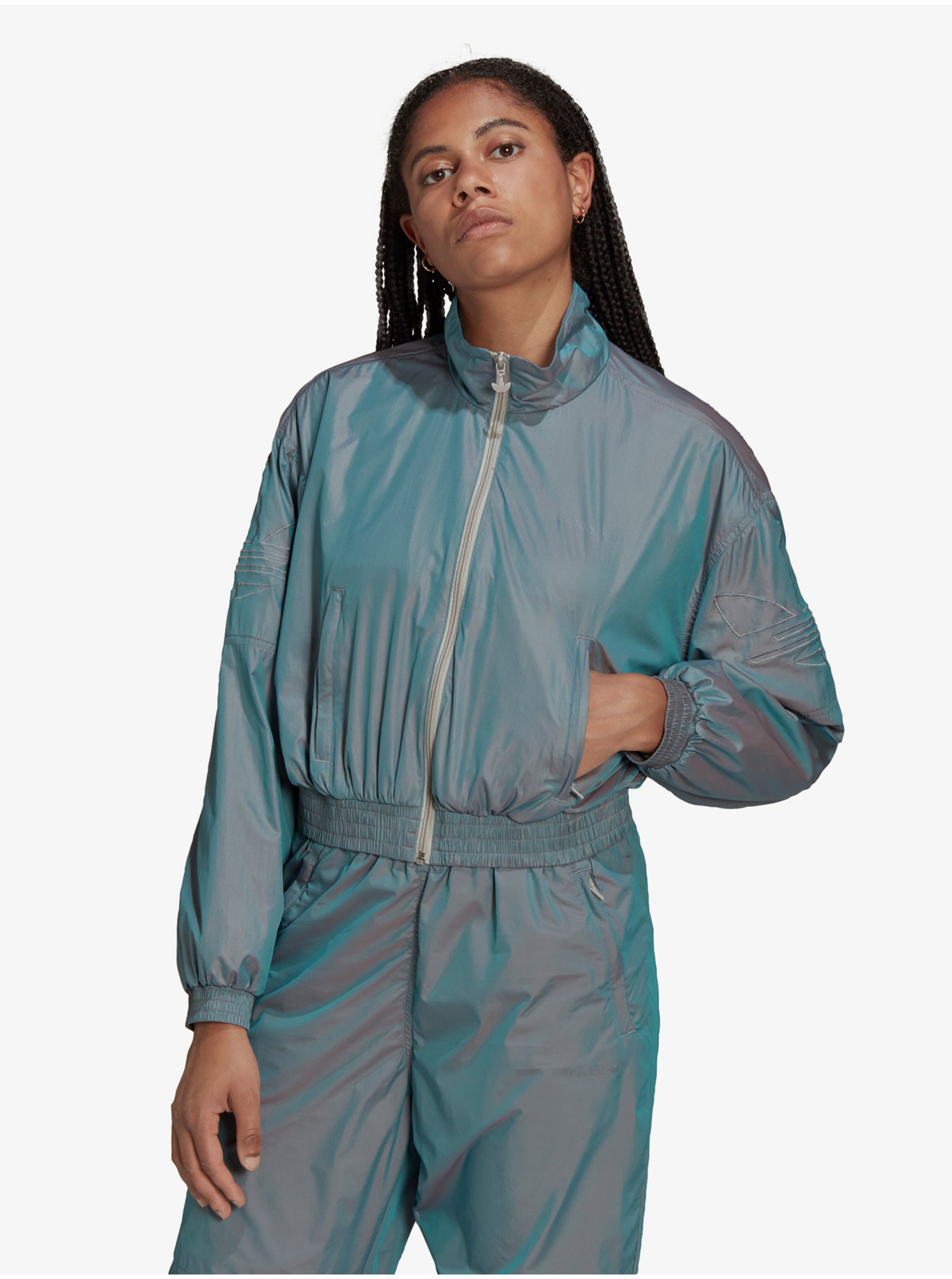 Modrá dámská krátká bunda adidas Originals - Dámské