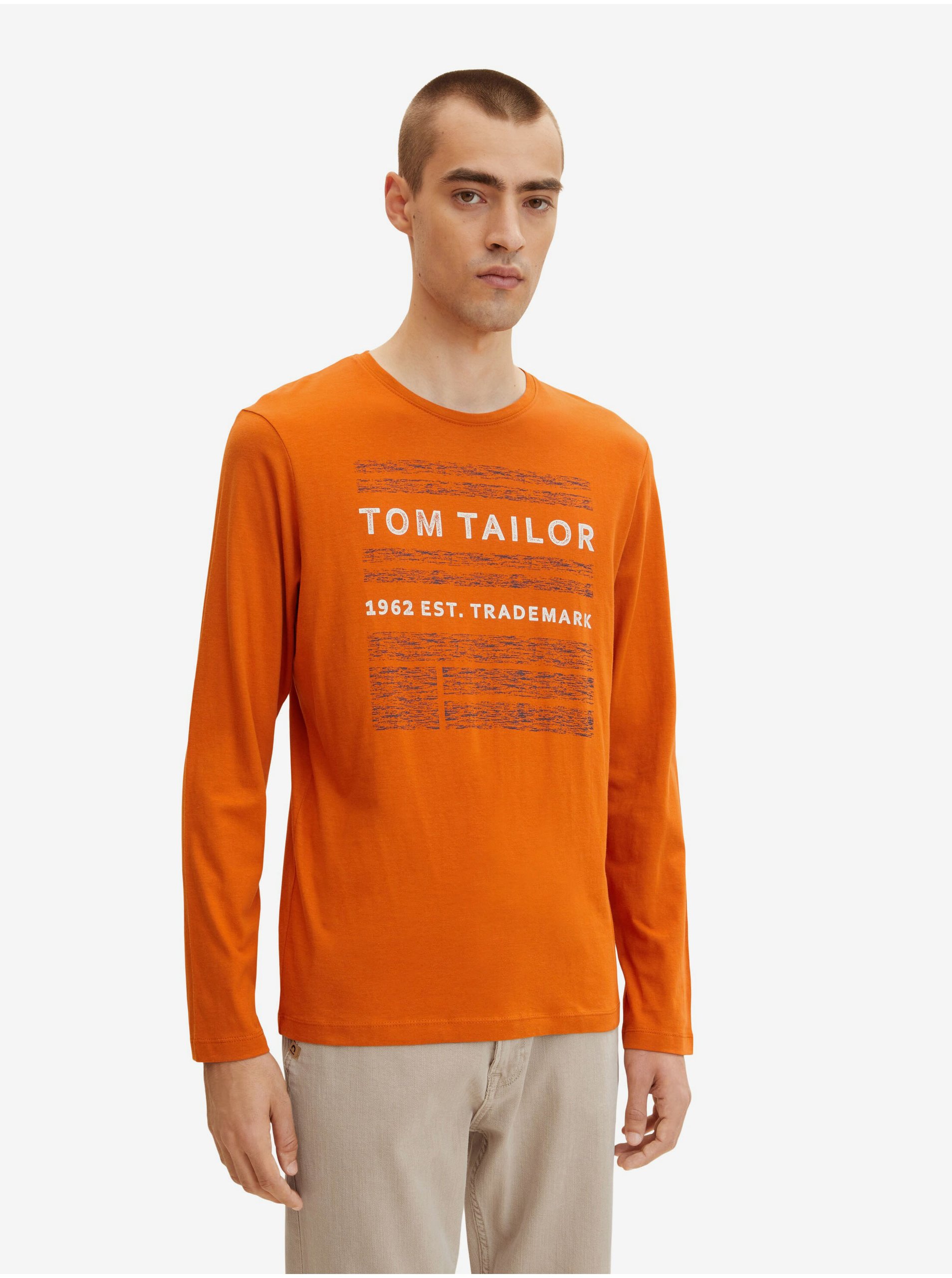 Levně Oranžové pánské tričko Tom Tailor - Pánské