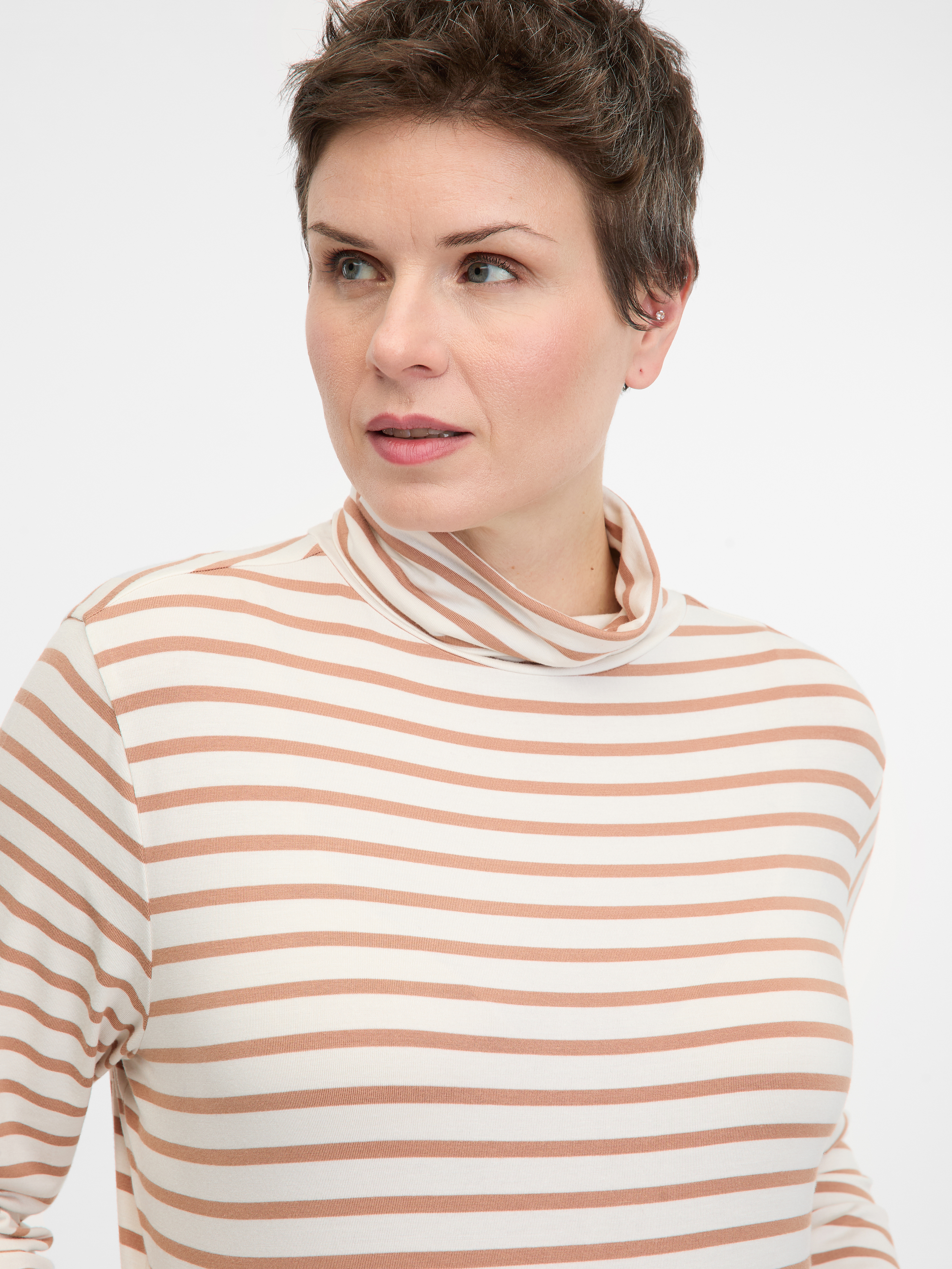 Beige Women's Striped Long Sleeve T-Shirt ORSAY - Women's