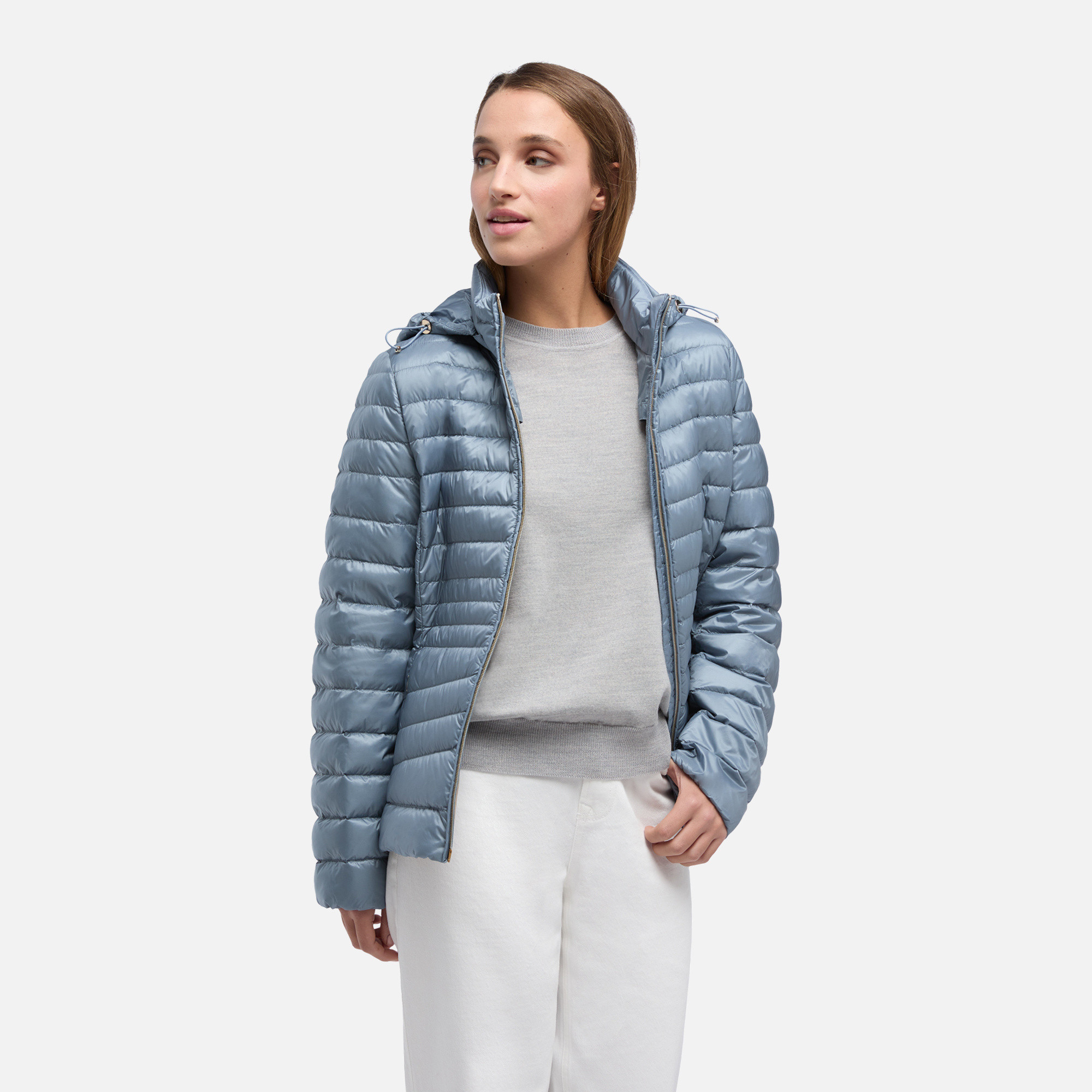 Light Blue Women's Down Jackets Geox Jaysen - Women's