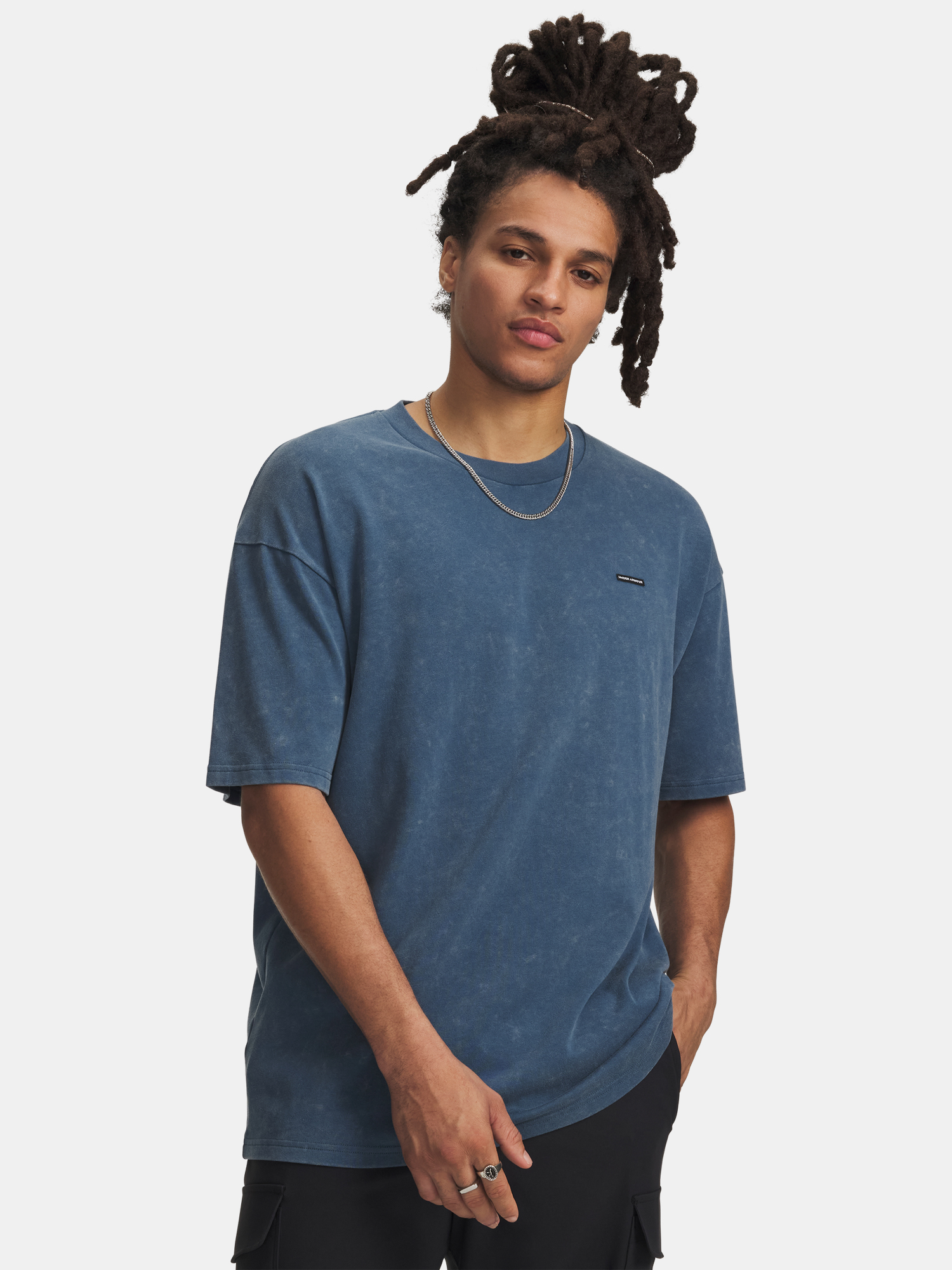 Мъжка тениска Under Armour UA M HW OS LOGO WASH SS-BLU