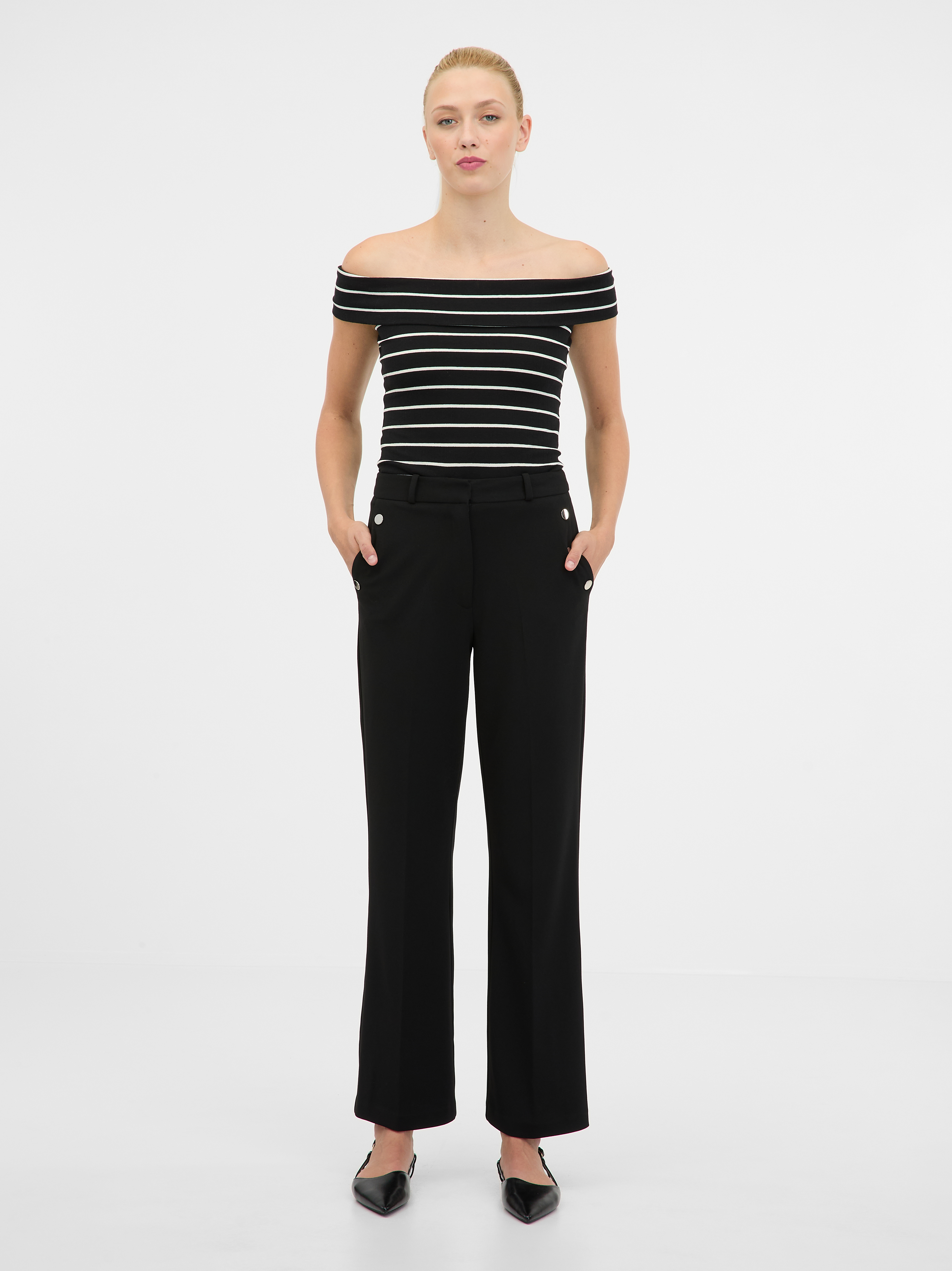 Orsay Black and white women's short-sleeved t-shirt - Women's