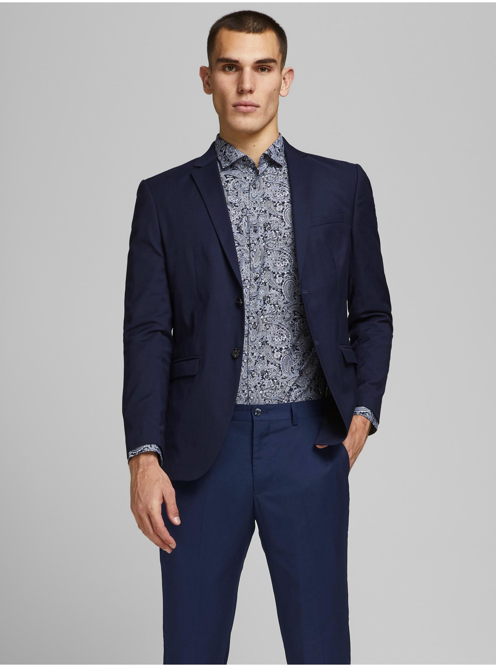 Tmavě modré pánské sako Jack & Jones Franco - Pánské