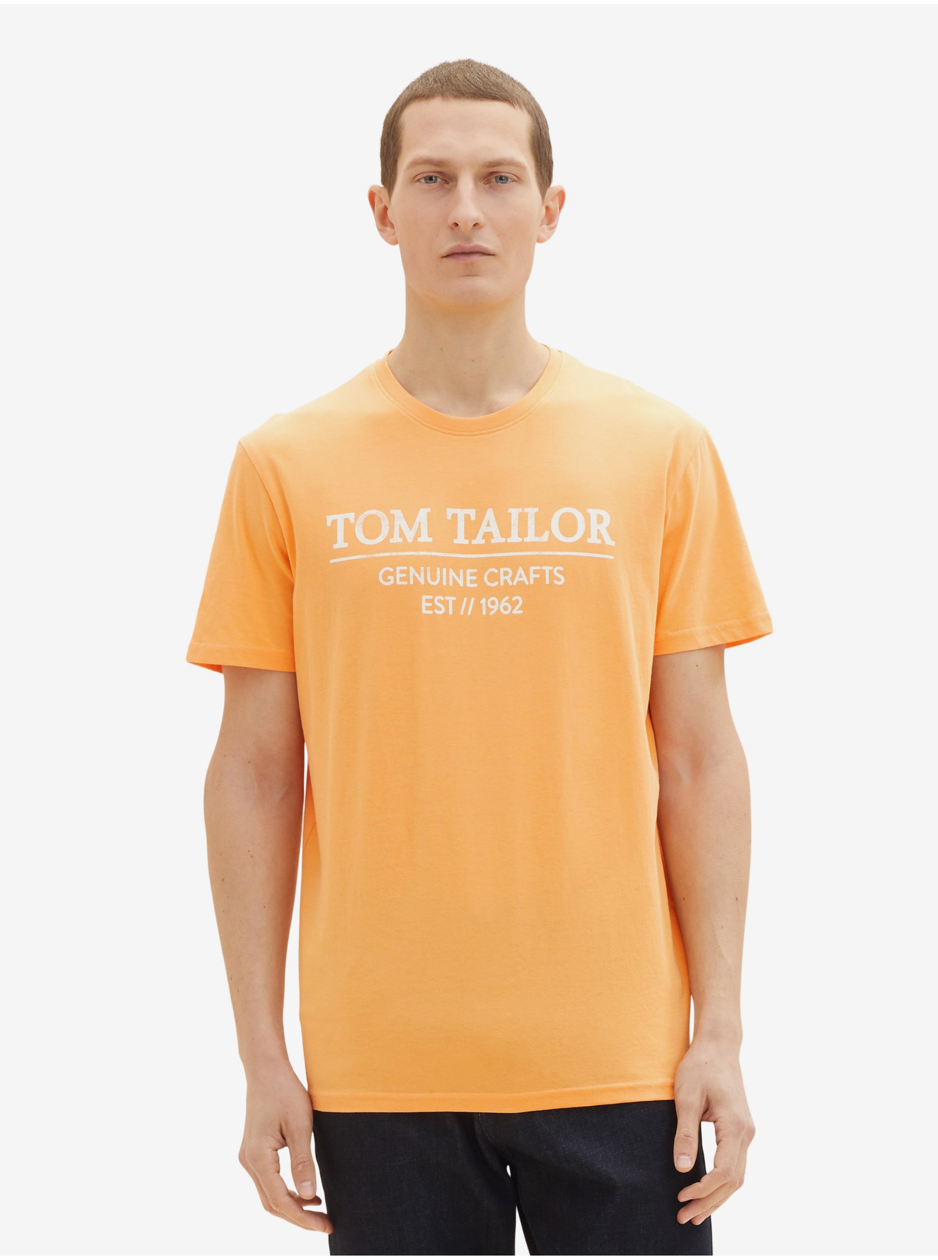 Levně Oranžové pánské tričko Tom Tailor - Pánské