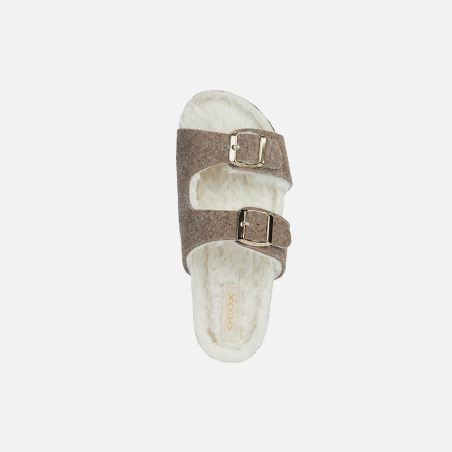 Beige women&#039;s slippers Geox Brionia - Women&#039;s