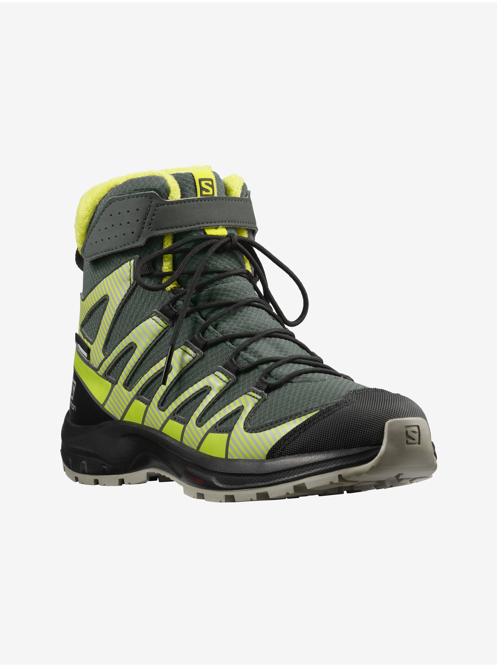 Levně Zeleno-černé klučičí kotníkové outdoorové boty Salomon XA PRO - unisex