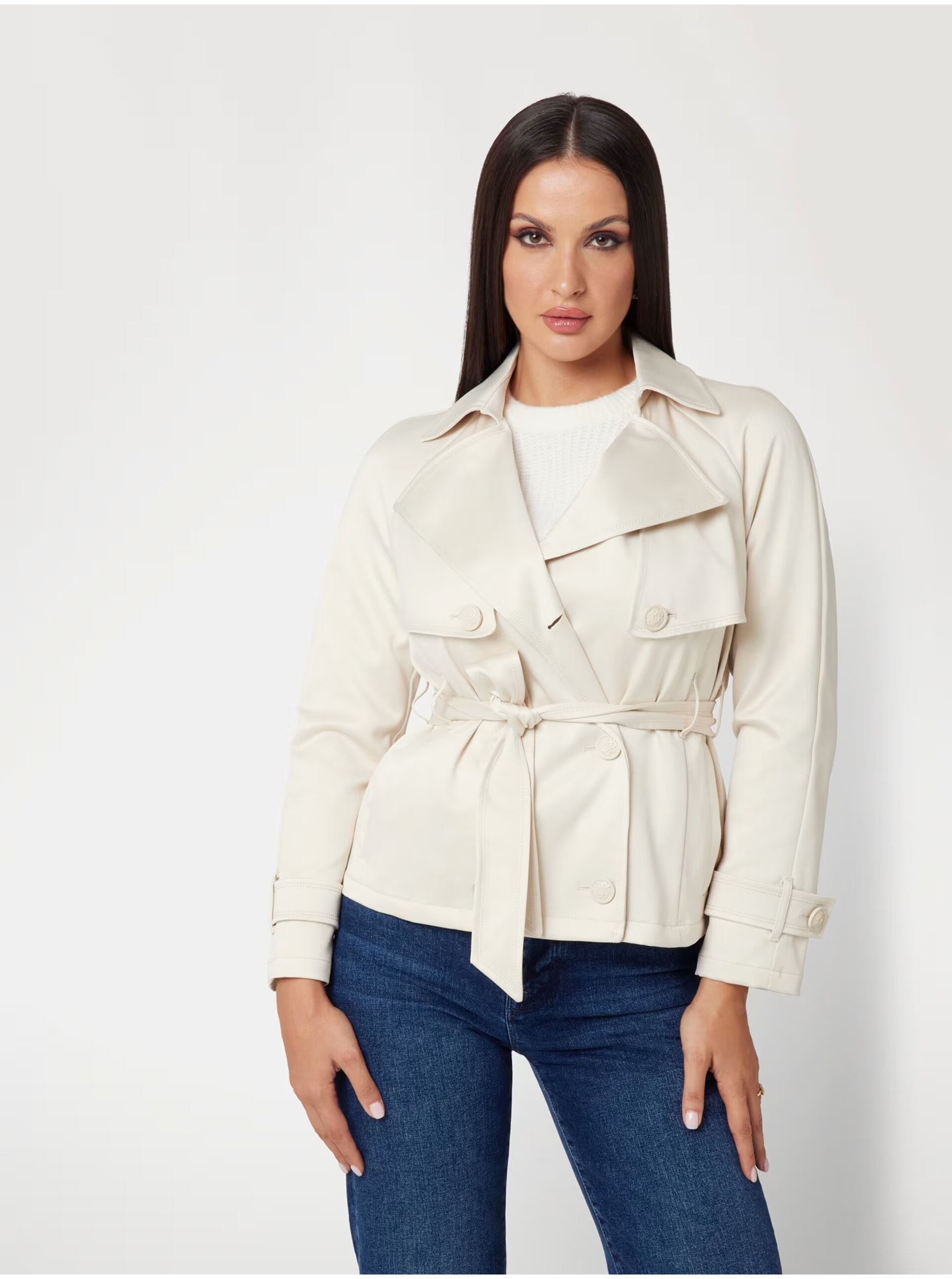 Cream women&#039;s short trench coat Guess - Women
