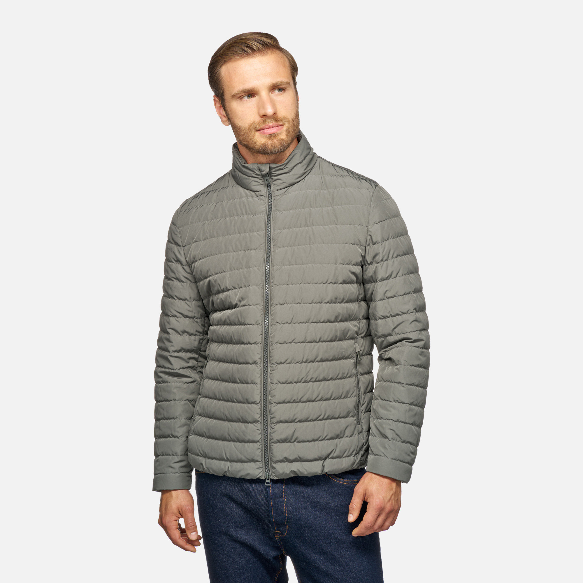 Khaki men&#039;s down jacket Geox Warrens - Men&#039;s