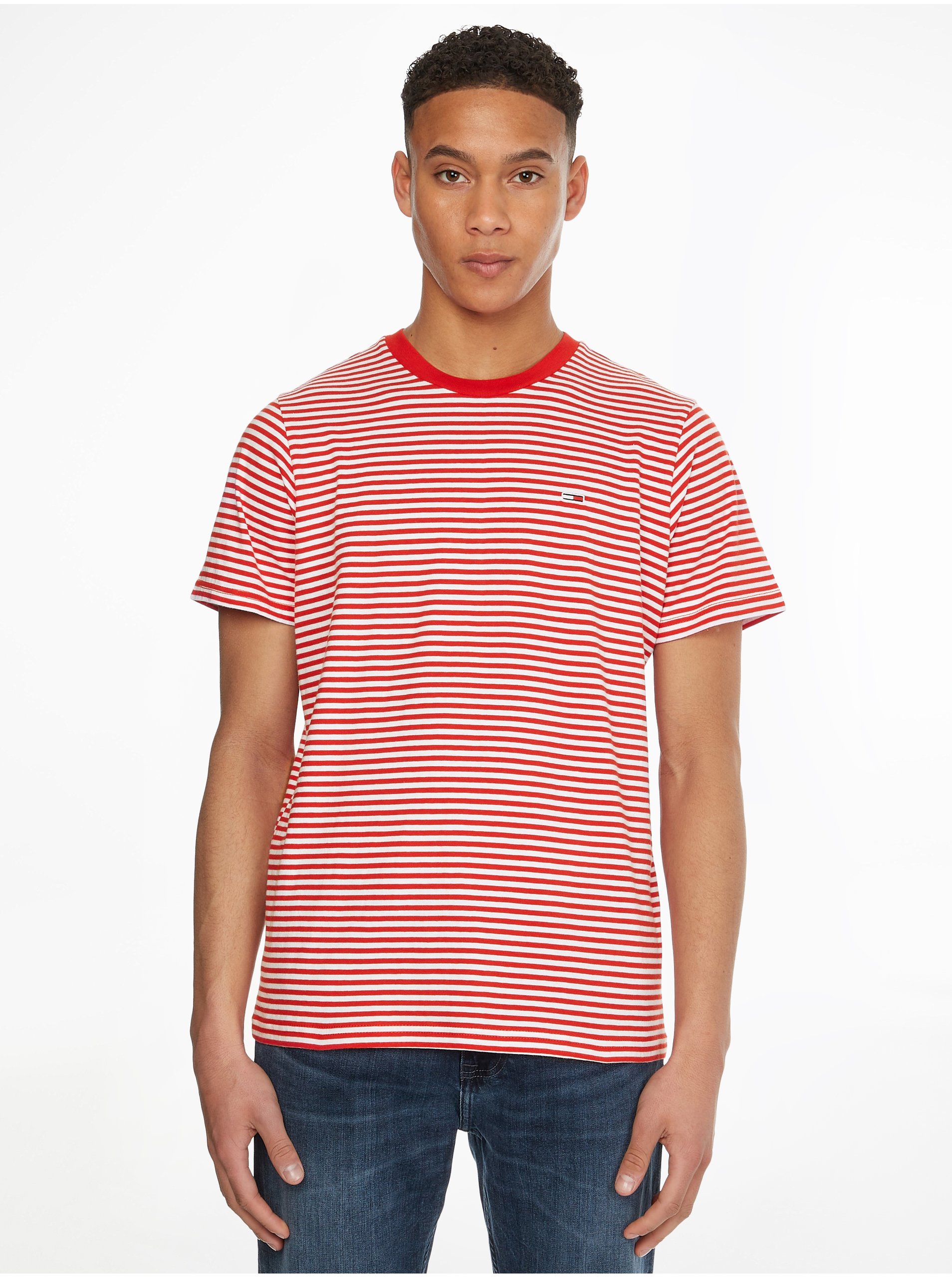 White-Red Striped T-Shirt Tommy Jeans Classics - Men