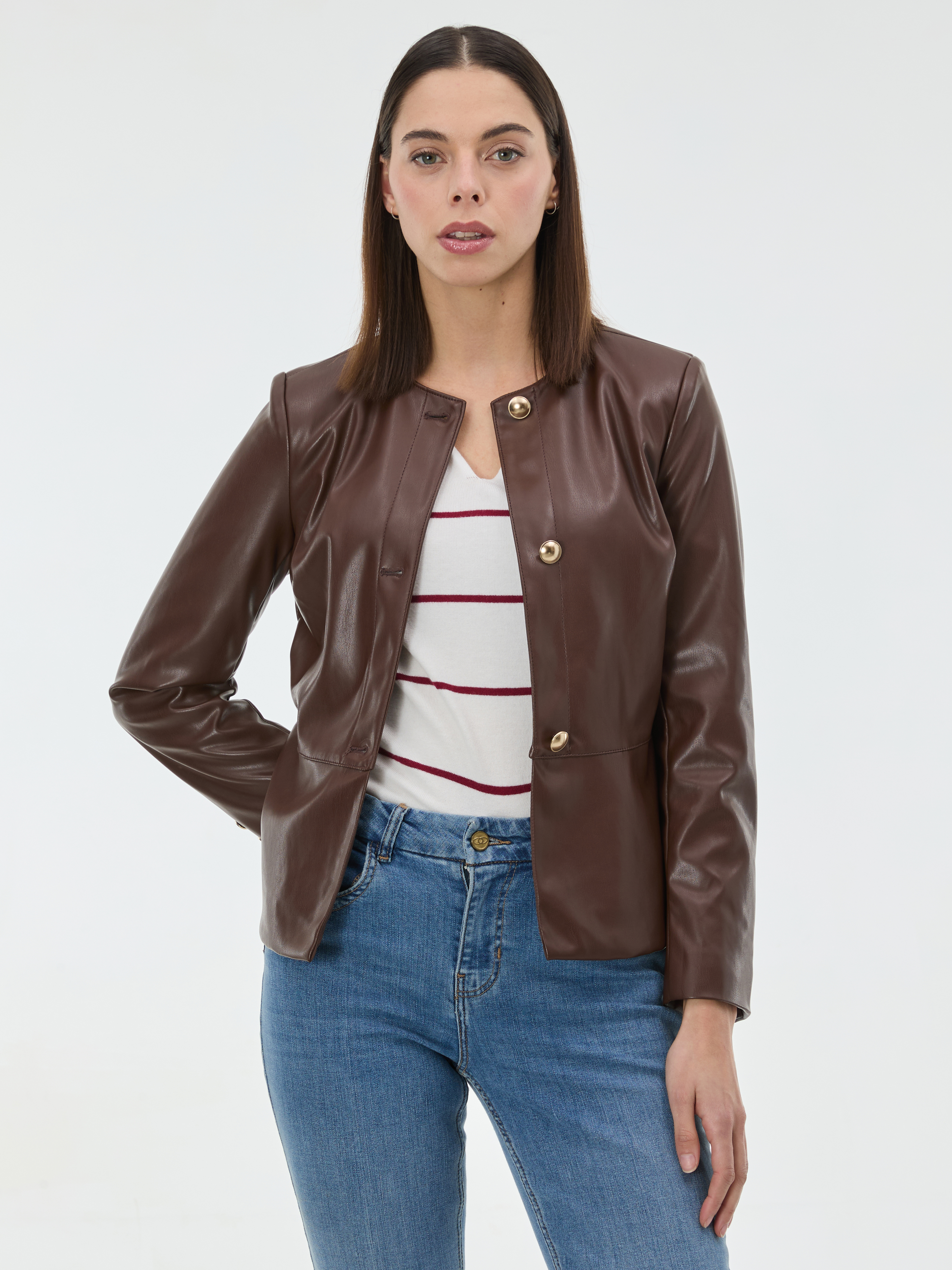 Кафяво дамско яке от изкуствена кожа ORSAY