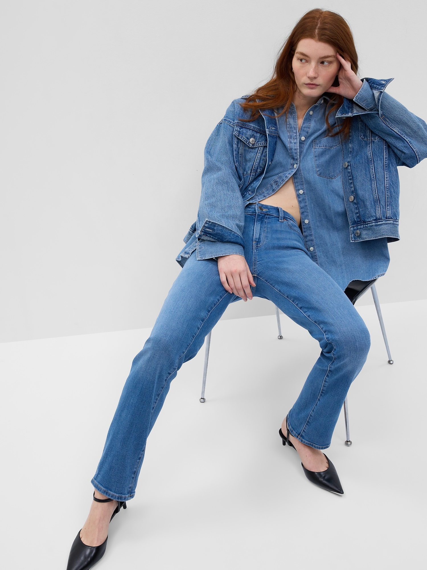 Straight fit pentru femei GAP - albastru