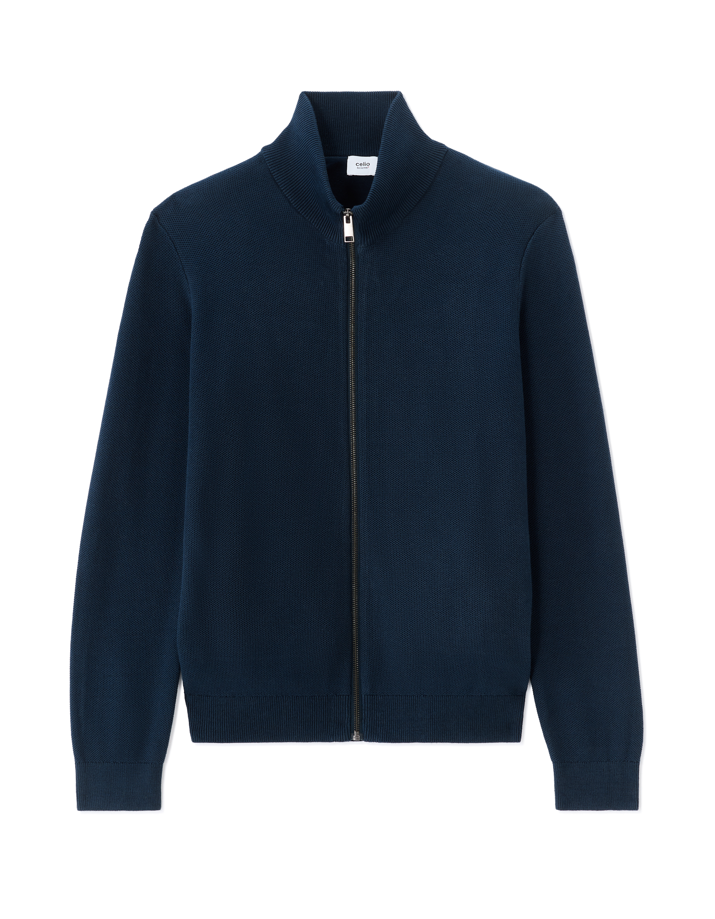 Tmavomodrý sveter na zips Celio