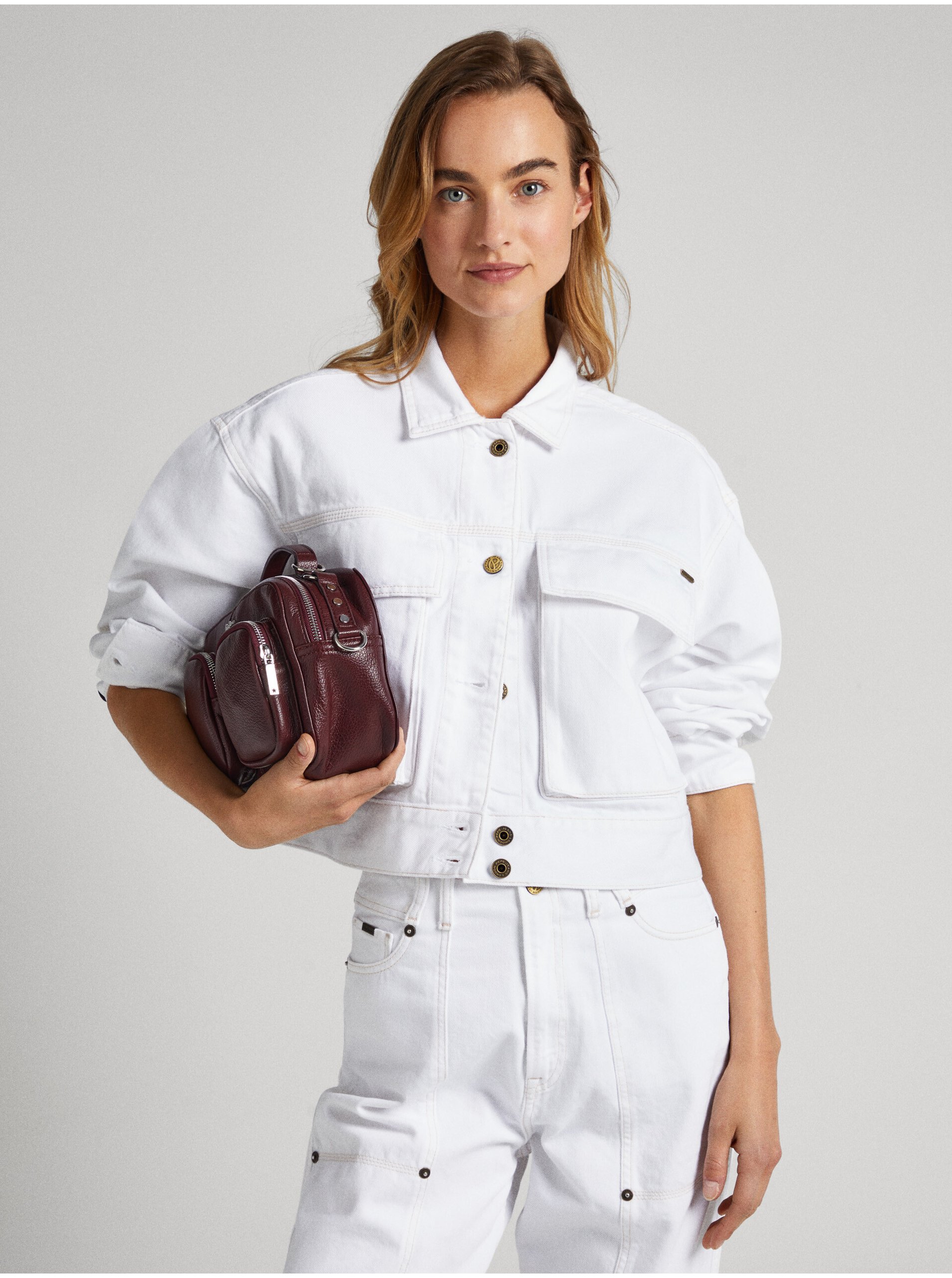 Levně Bílá dámská džínová bunda Pepe Jeans Frankie - Dámské