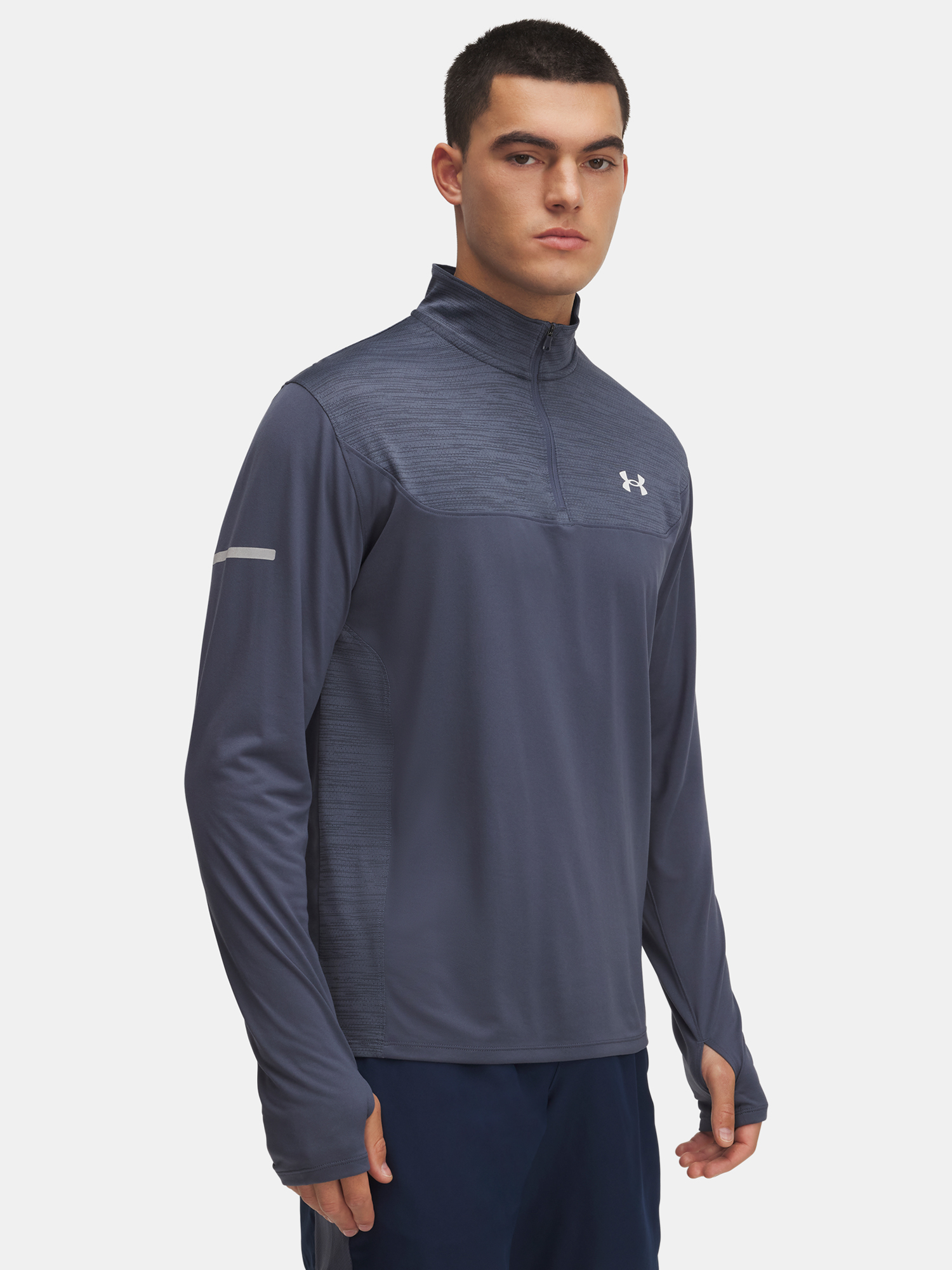 Mens T-shirt Under Armour UA Tech Utility 1/4 Zip-BLU - Mens