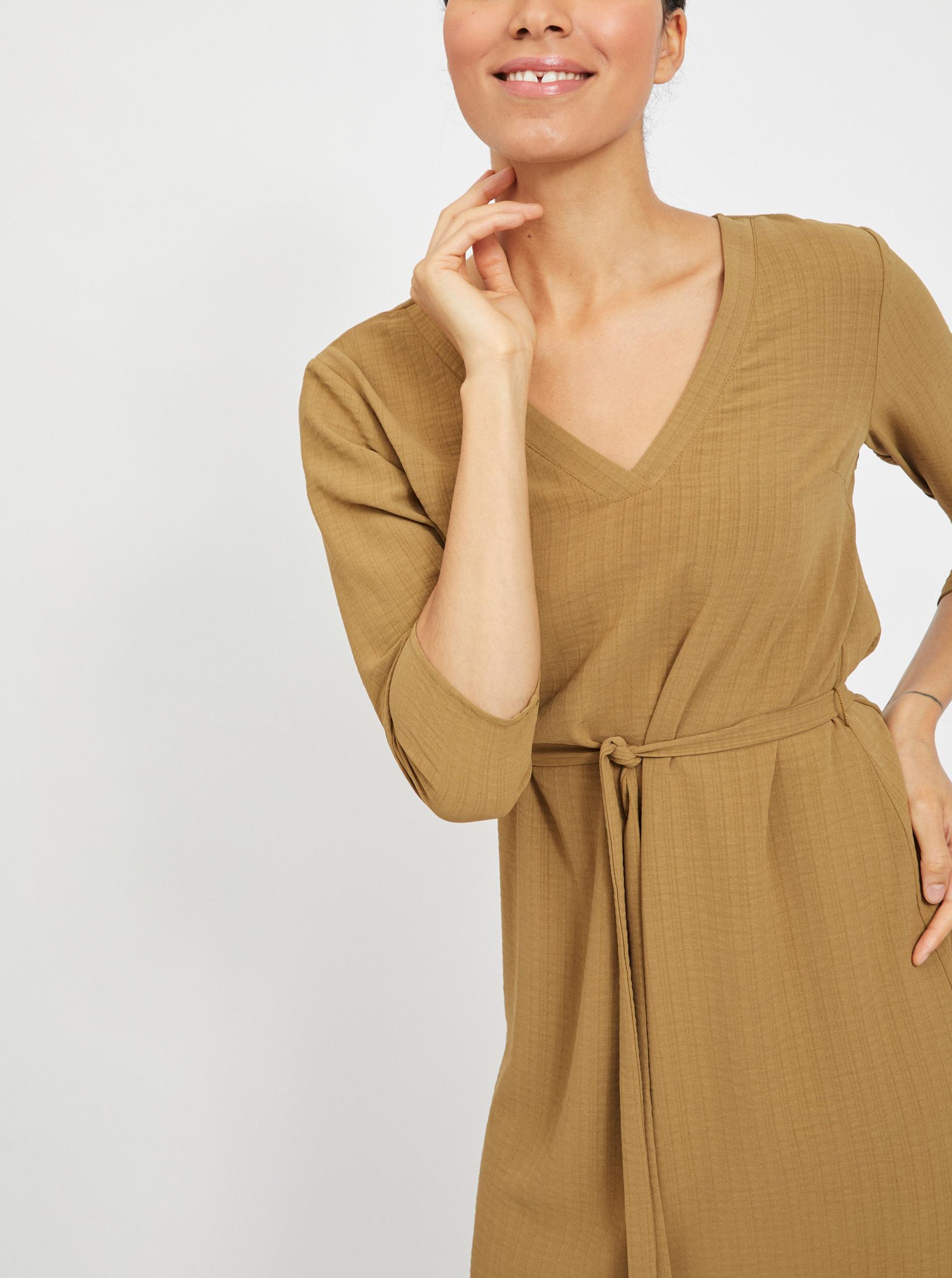 Rochie kaki cu cravata VILA Lovie - Femei