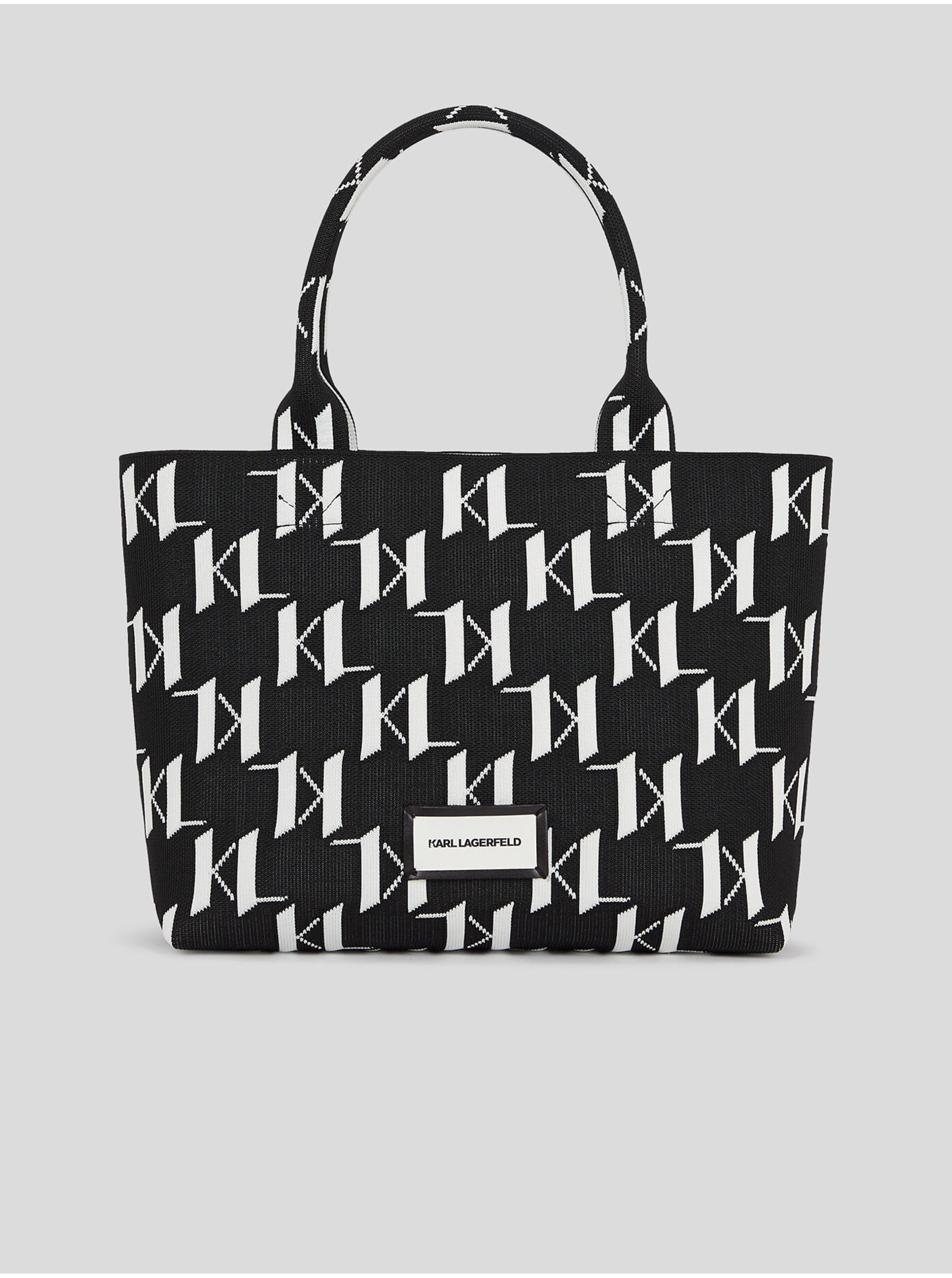 Levně Bílo-černá dámská vzorovaná kabelka KARL LAGERFELD Monogram Knit - Dámské