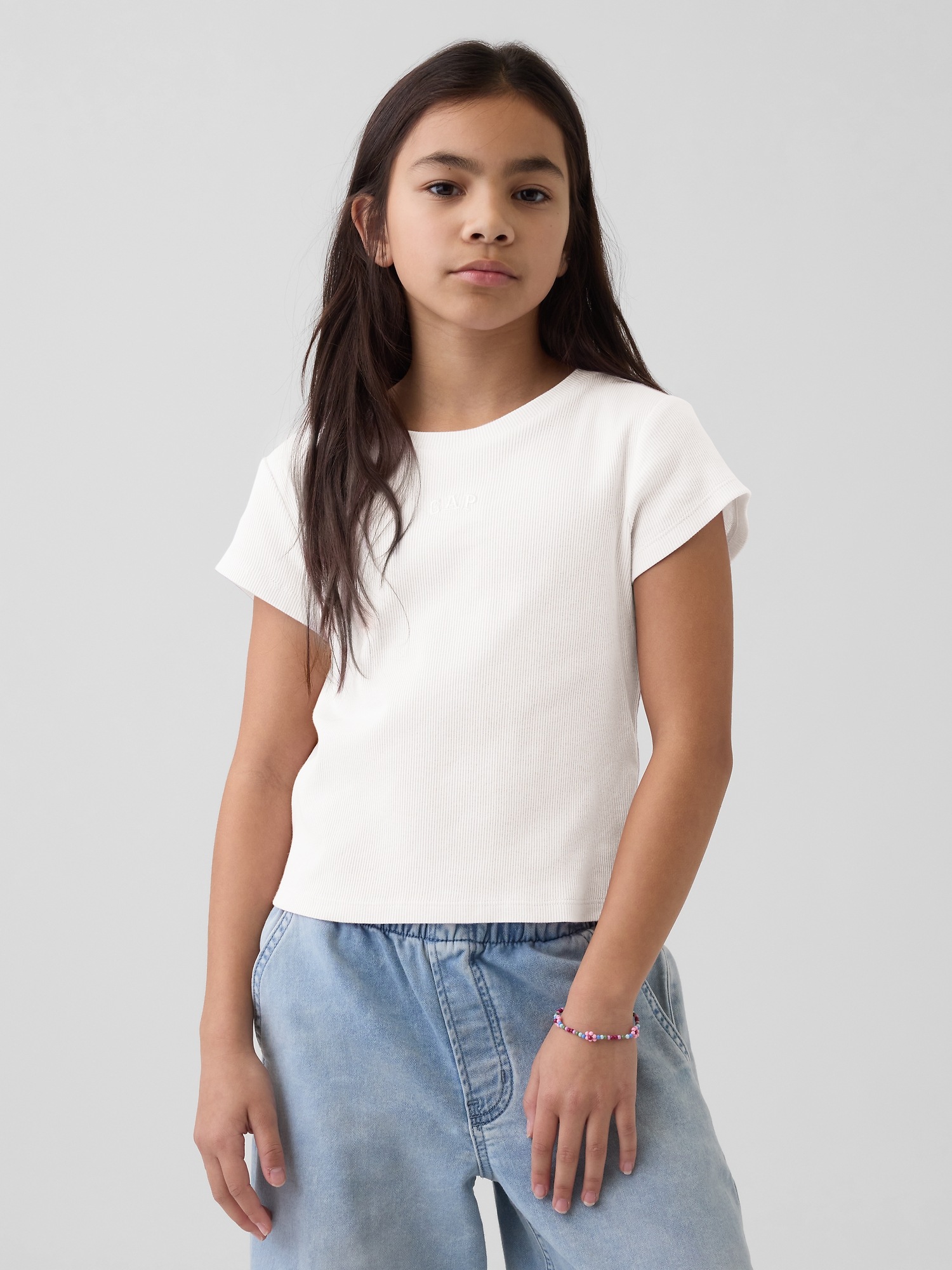 GAP Dětské žebrované tričko s logem - Holky