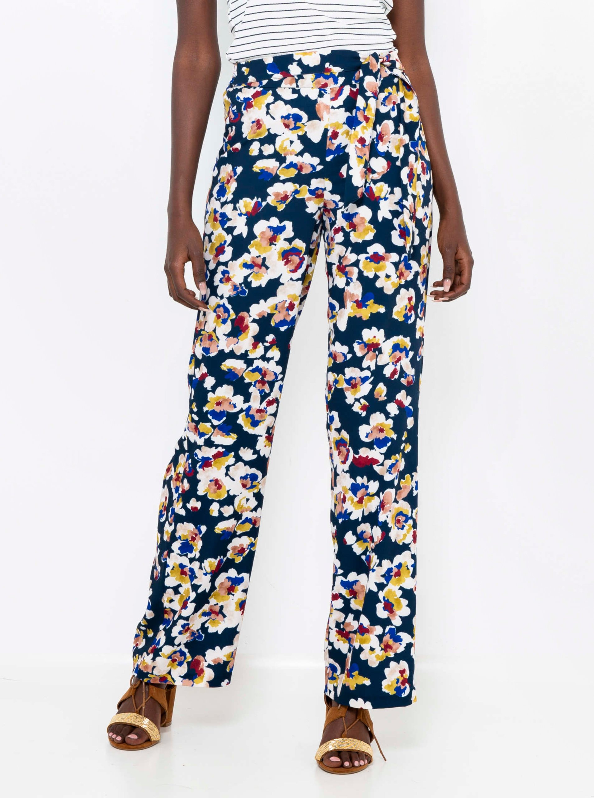 Dark blue floral trousers CAMAIEU - Women