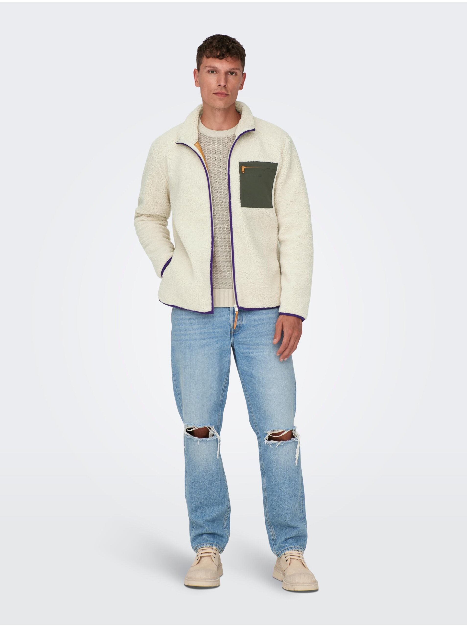 Jachete subtire pentru barbati ONLY &amp; SONS - crem