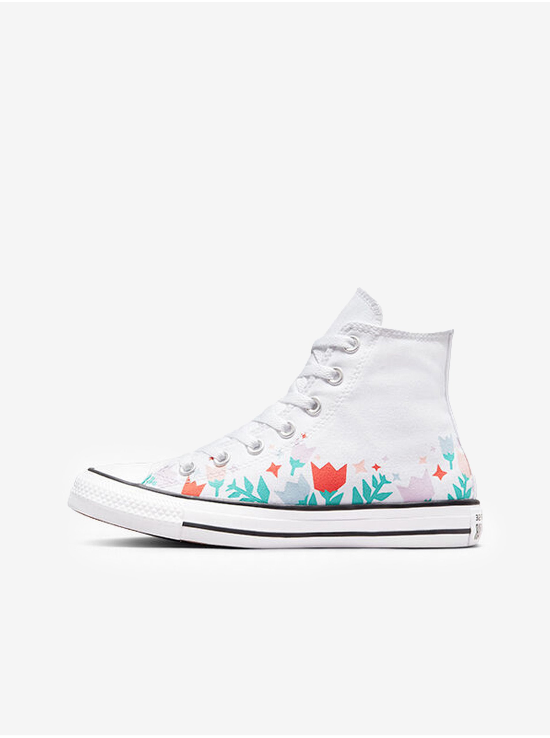 White Women Patterned Ankle Sneakers Converse Chuck Taylor All St - Ladies