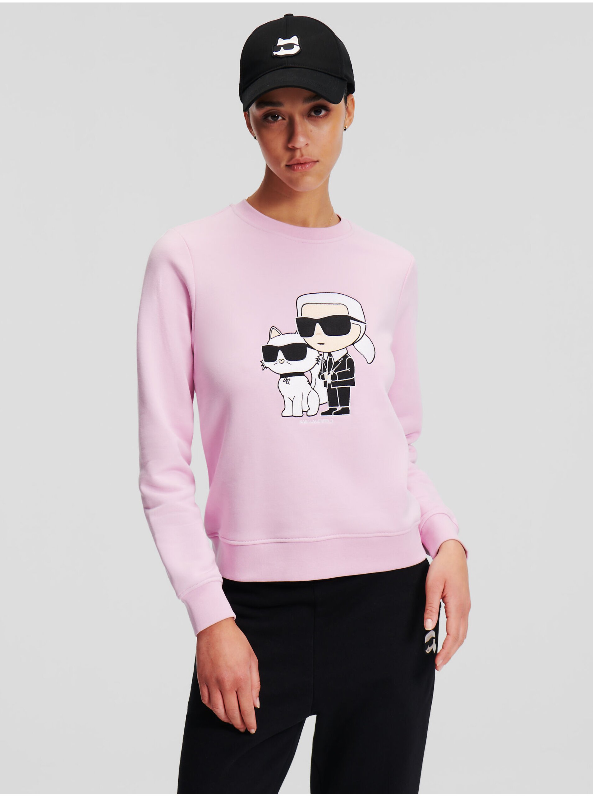 Light pink women's sweatshirt KARL LAGERFELD Ikonik 2.0 Sweatshirt - Women