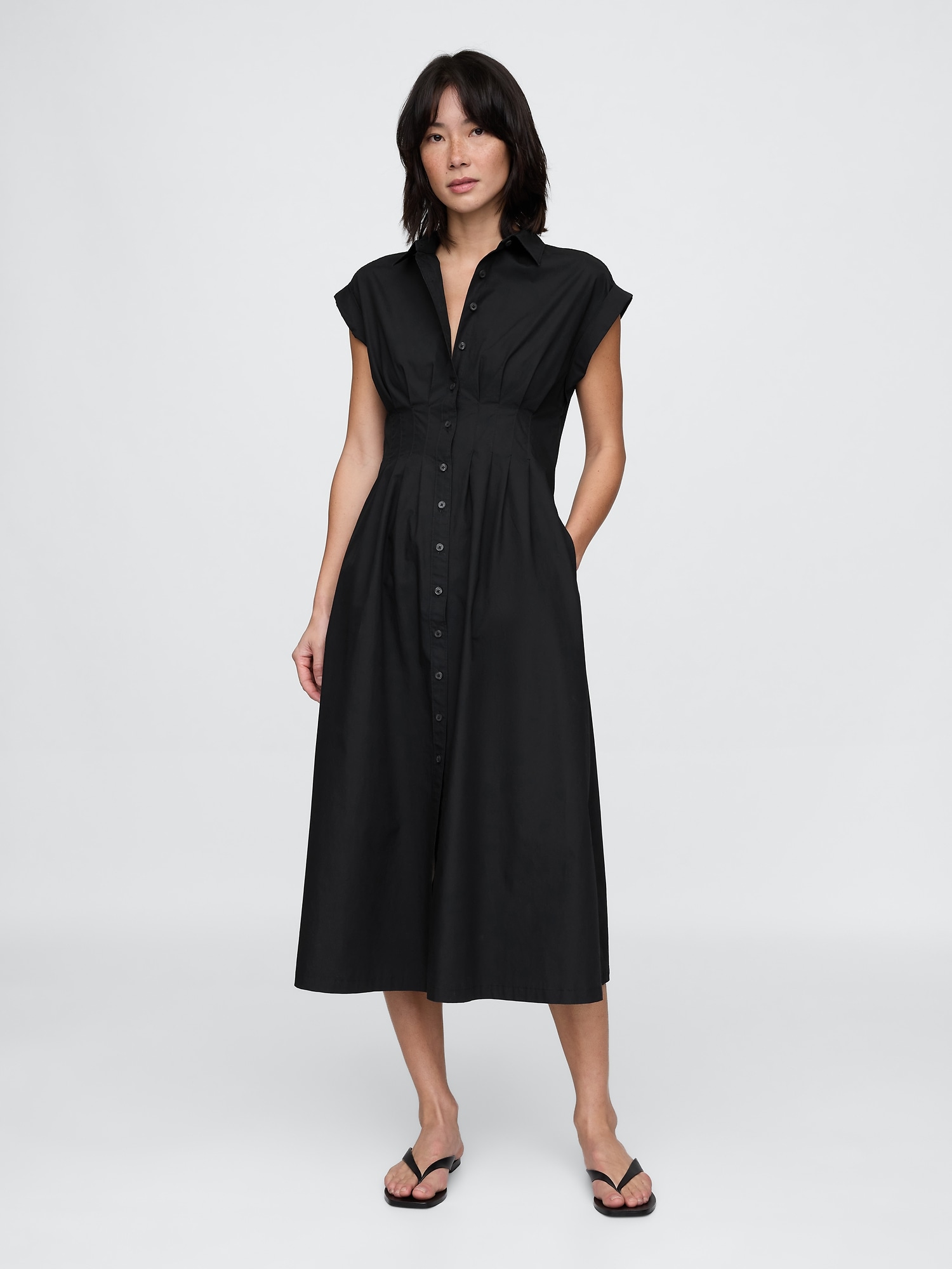 GAP Shirt poplin midi dress - Womens