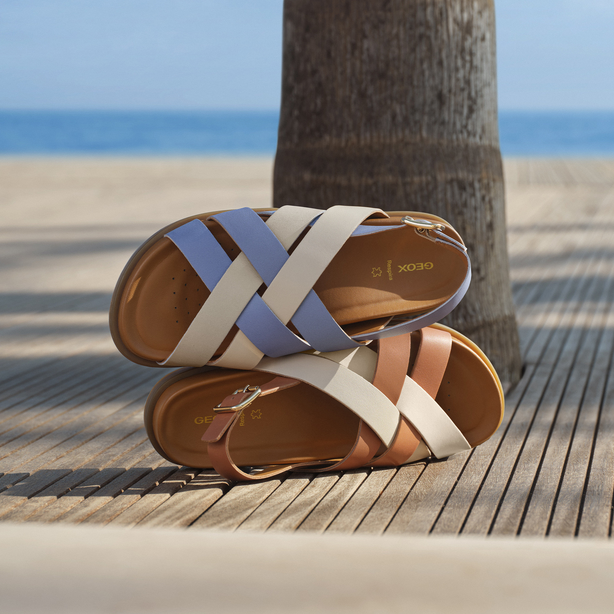 Light blue women's sandals Geox Adelash - Women's