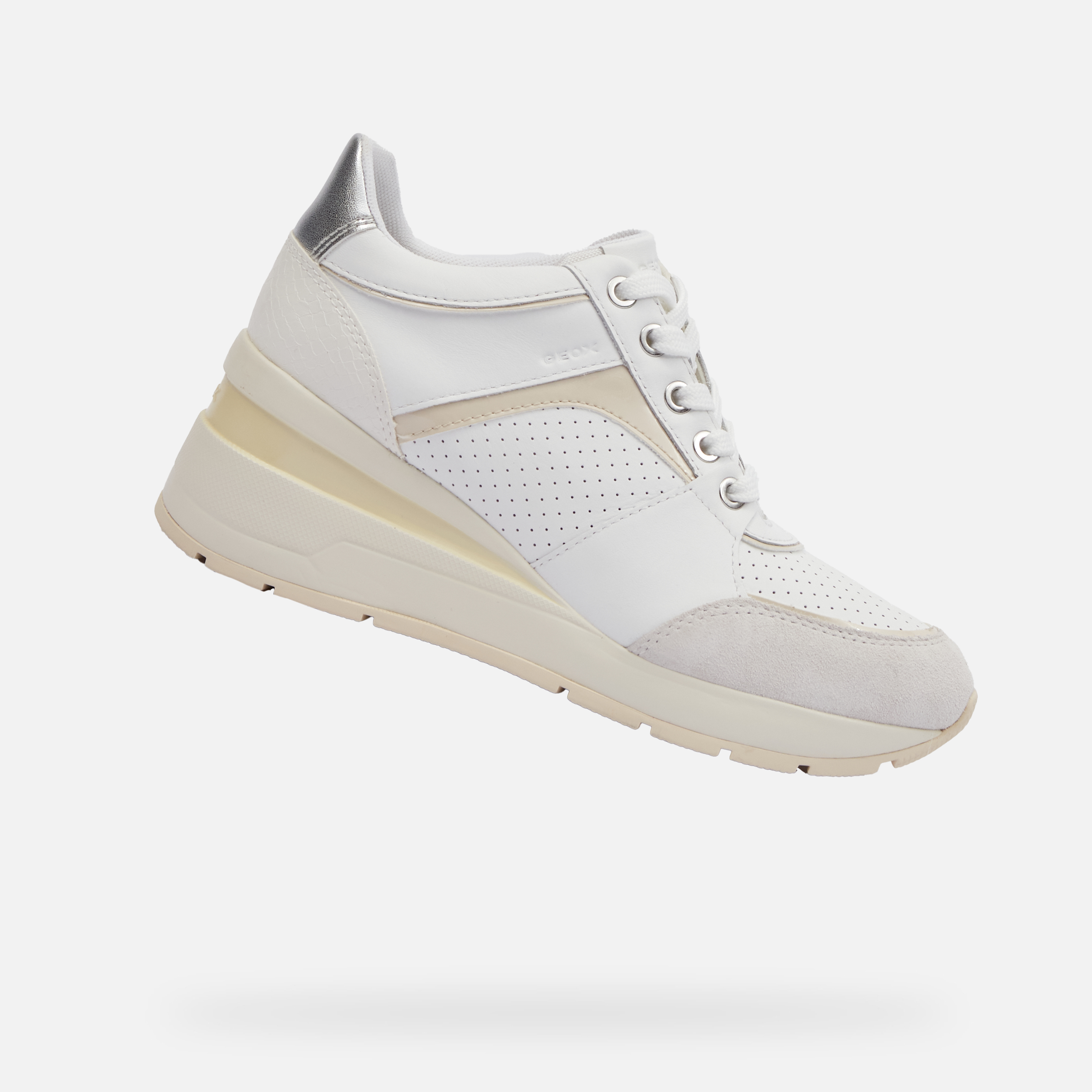White womens sneakers Geox Zosma - Womens