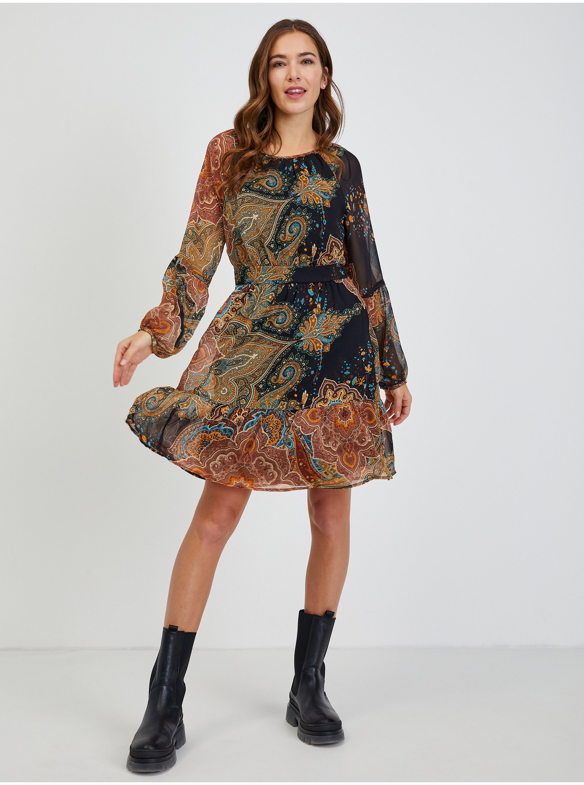 Black-brown women's patterned dress ORSAY - Women