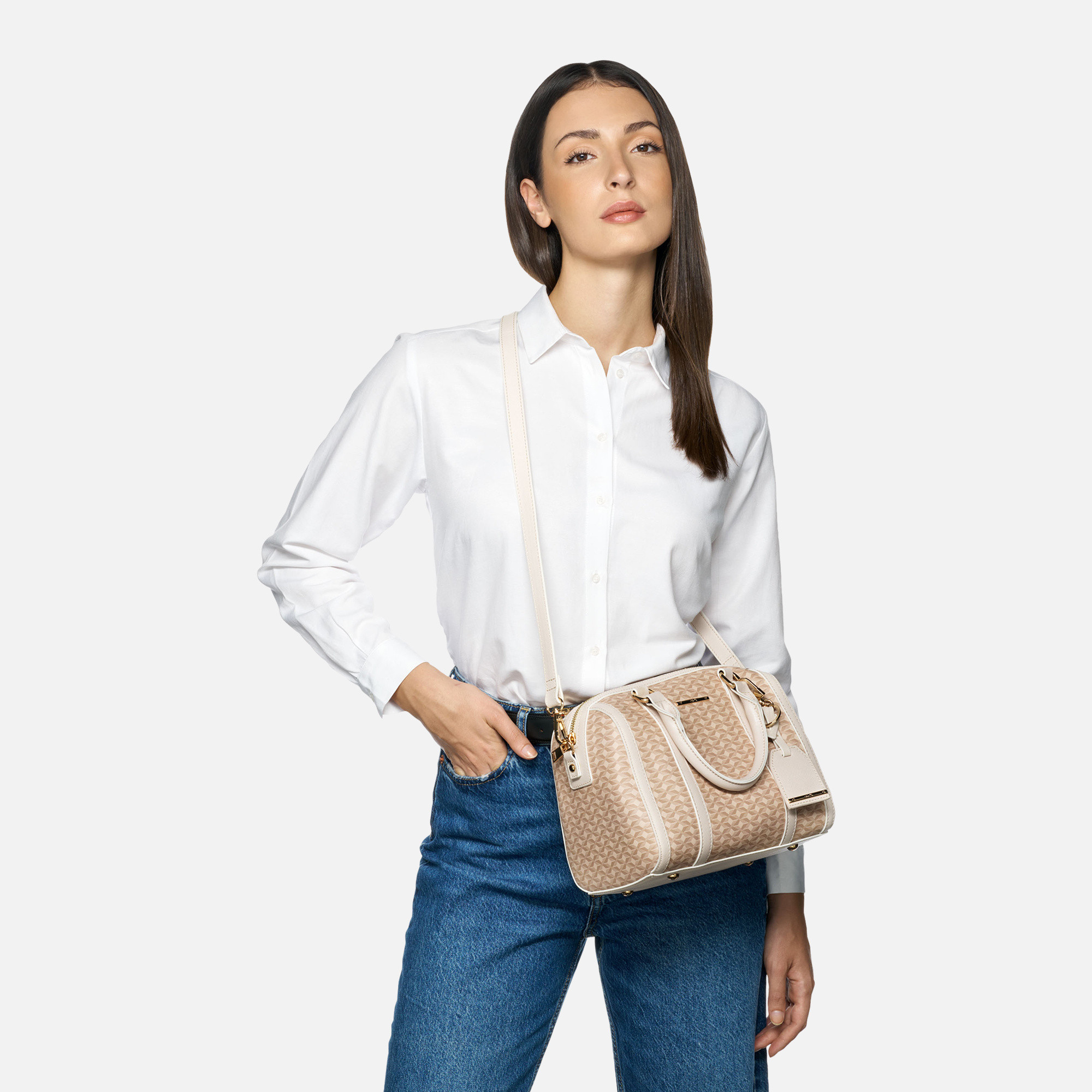 Cream women&#039;s handbag Geox Zene S - Women&#039;s