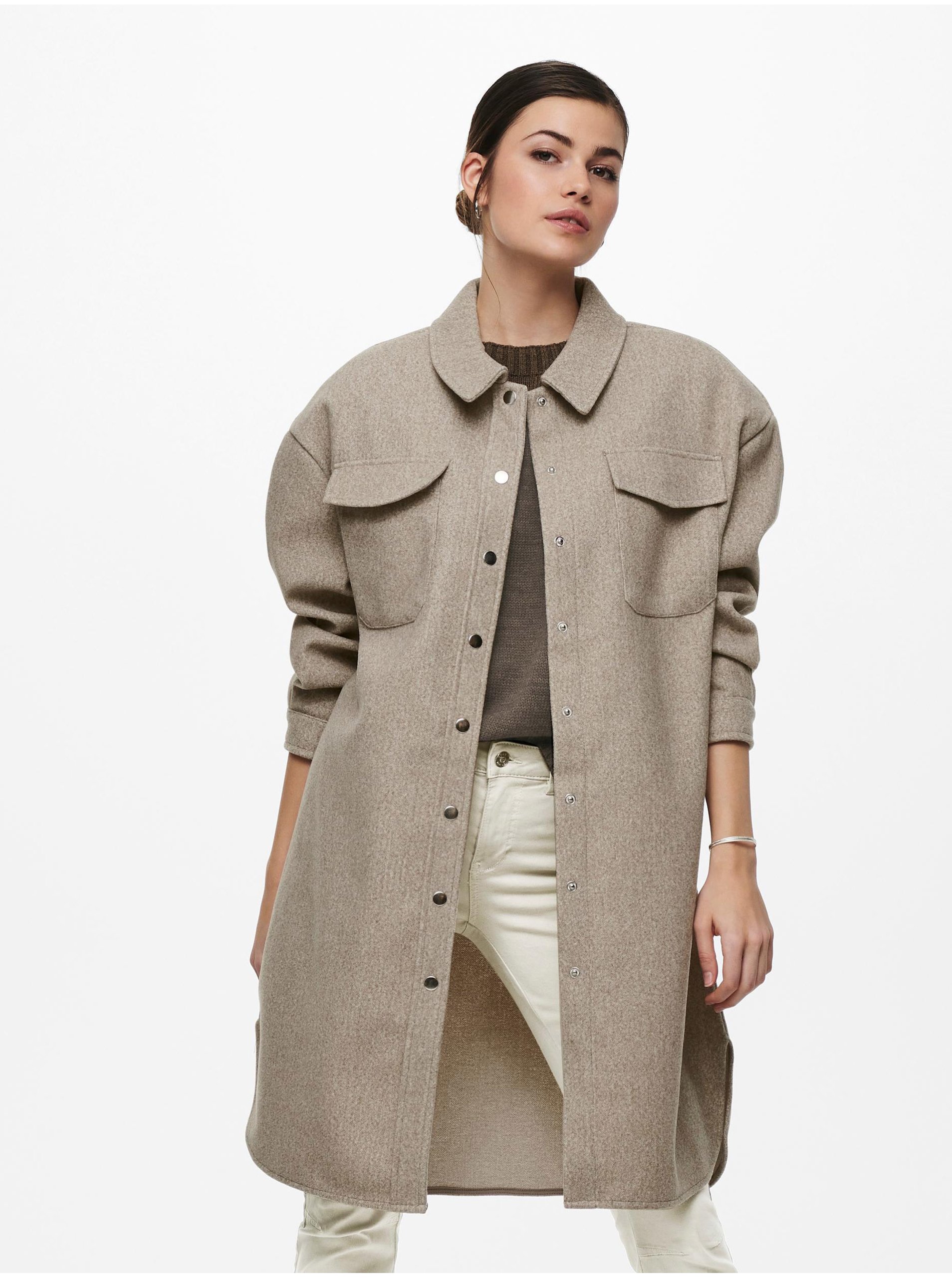Beige Women's Light Shirt Coat ONLY Elaine - Women