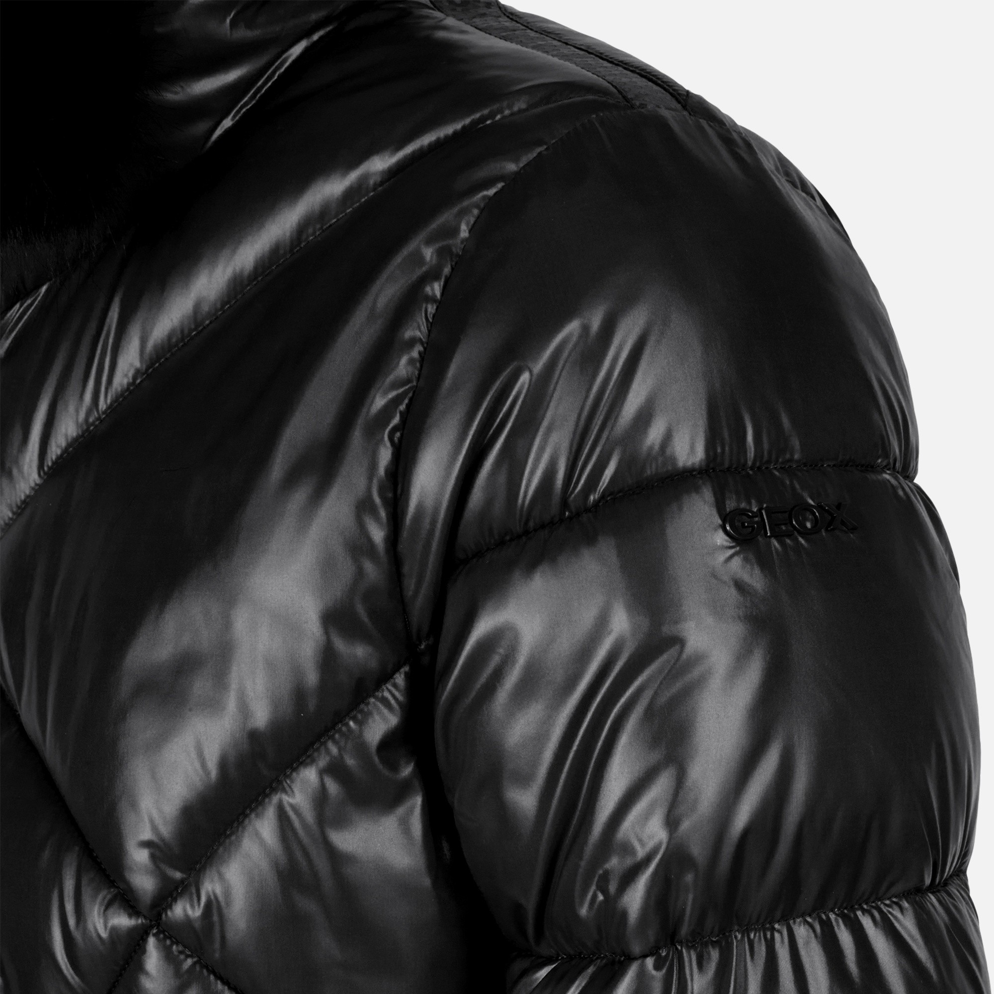 Geacă neagră cu puf pentru femei Geox Backsie