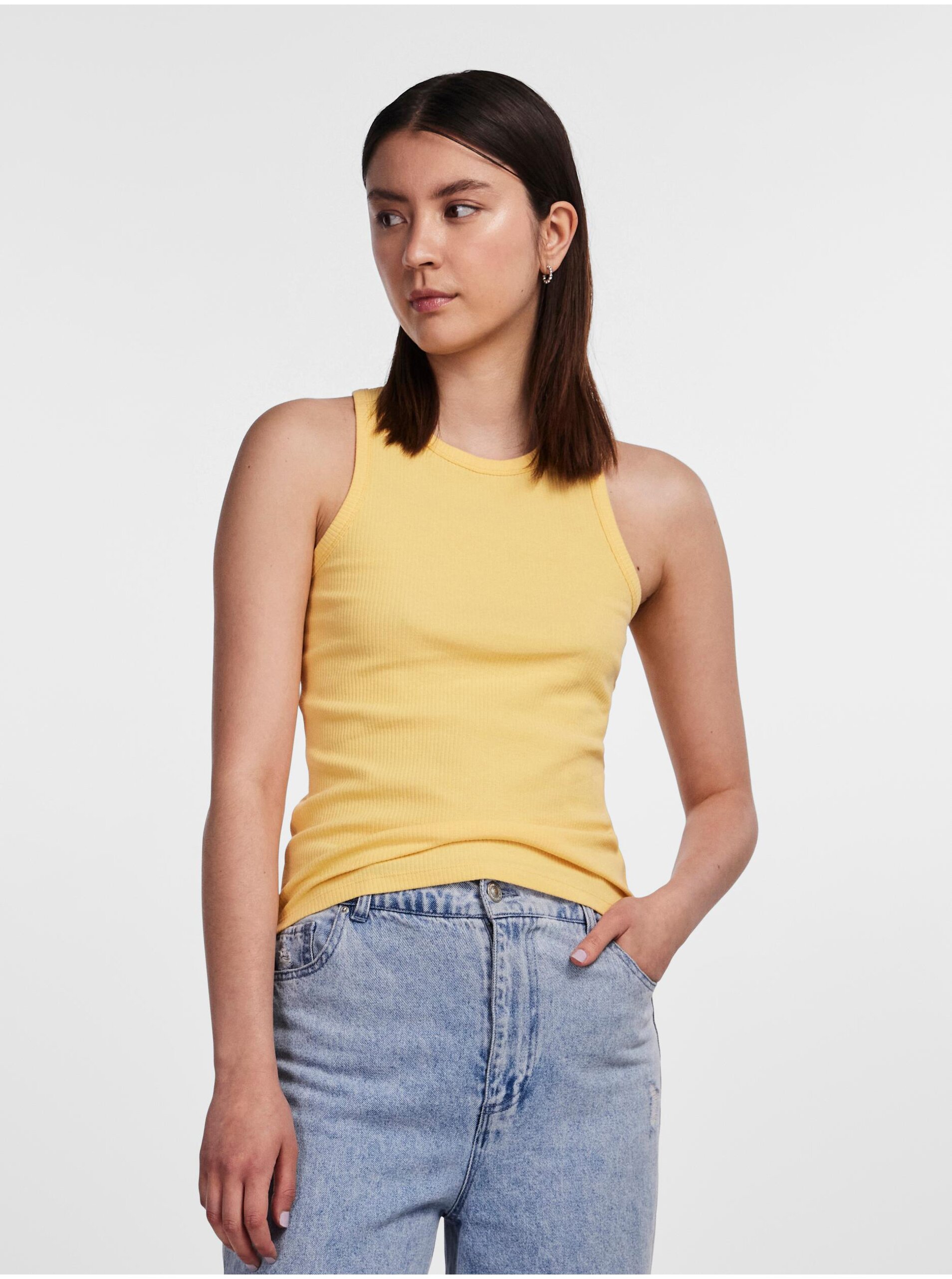 Yellow Women's Ribbed Basic Tank Top Pieces Hand - Women's