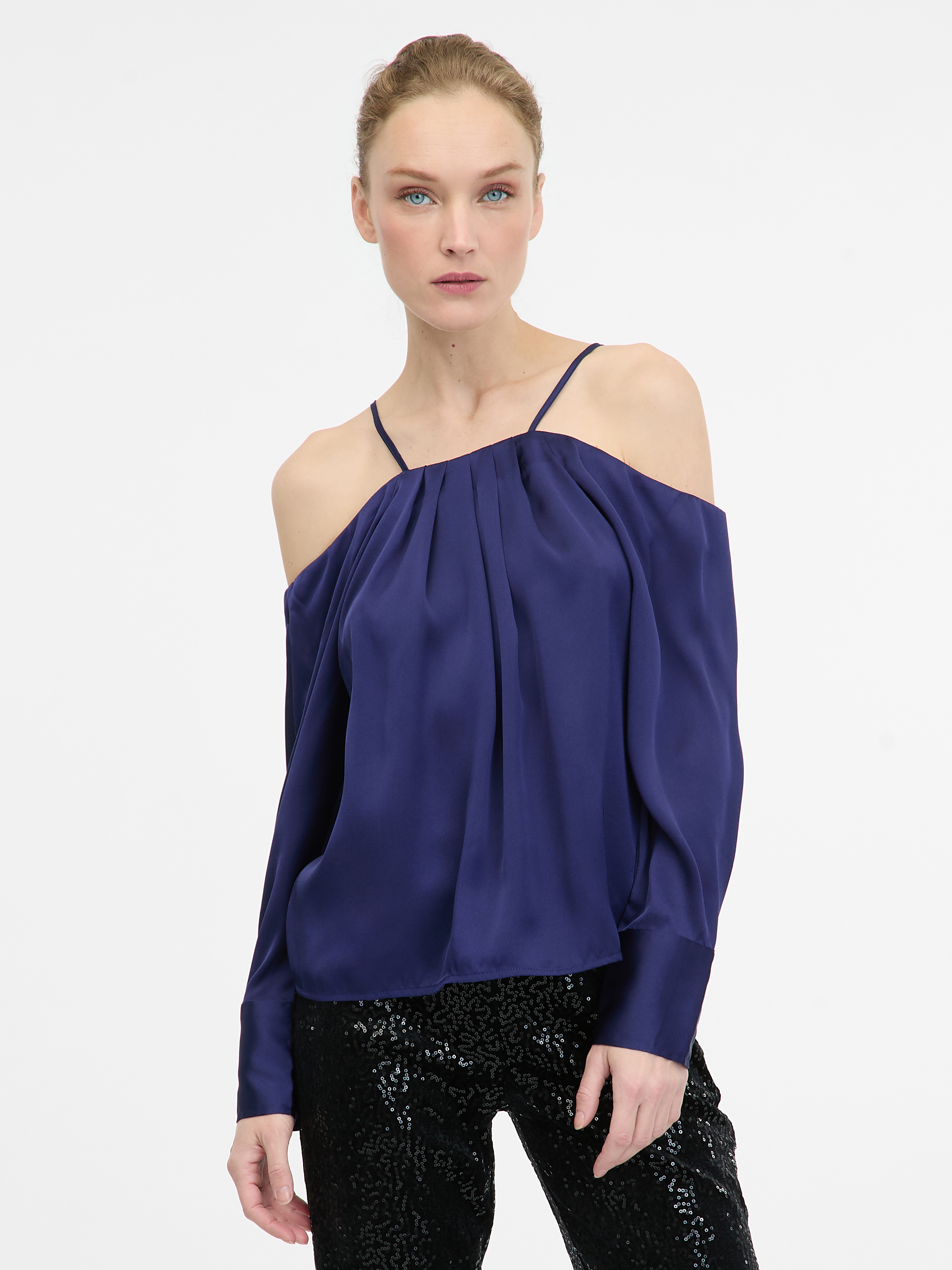 Dark blue womens blouse with open shoulders ORSAY - Women