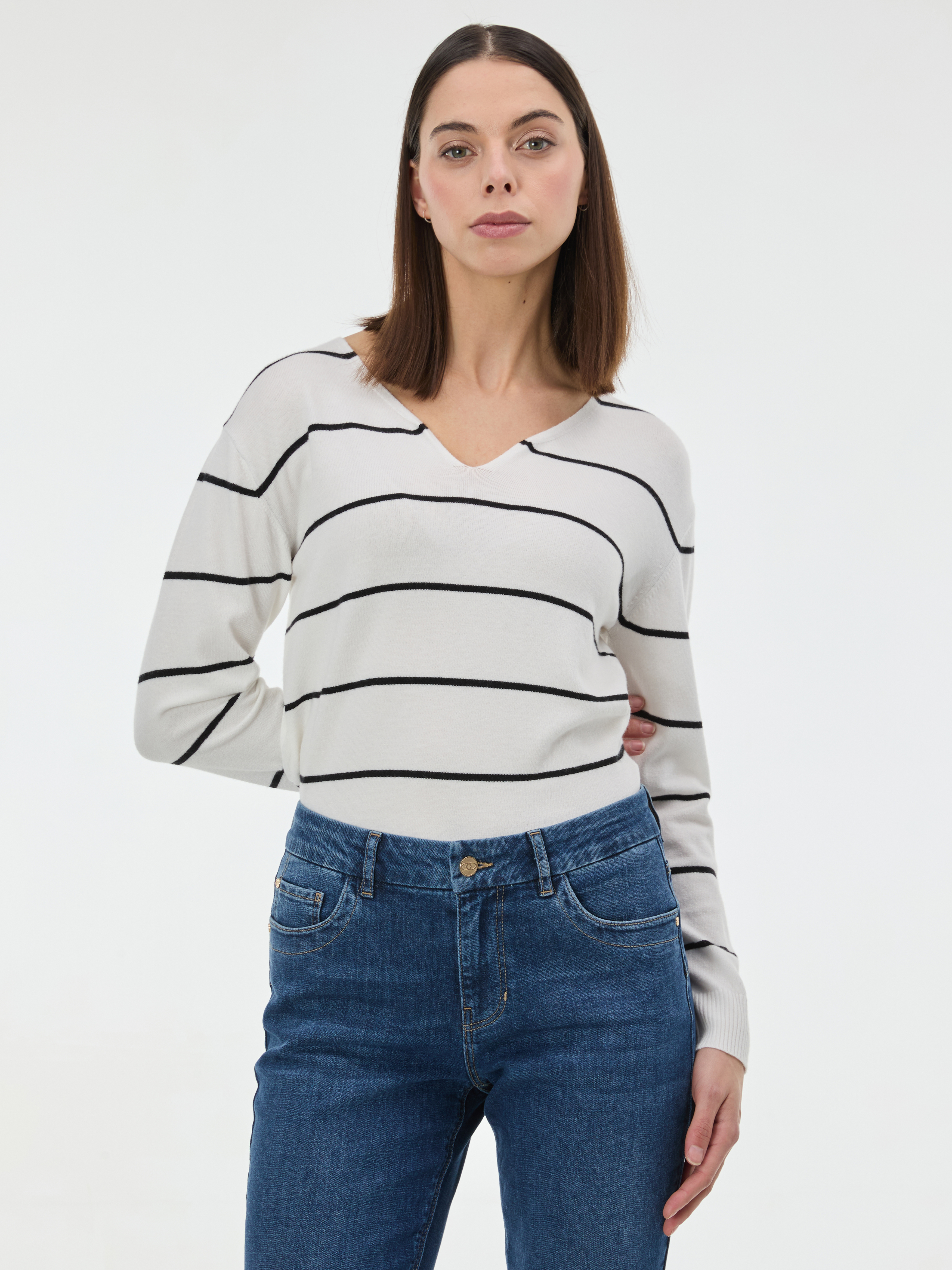 Черен раиран дамски пуловер ORSAY