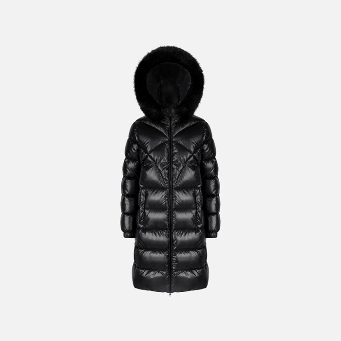 Geacă neagră cu puf pentru femei Geox Backsie