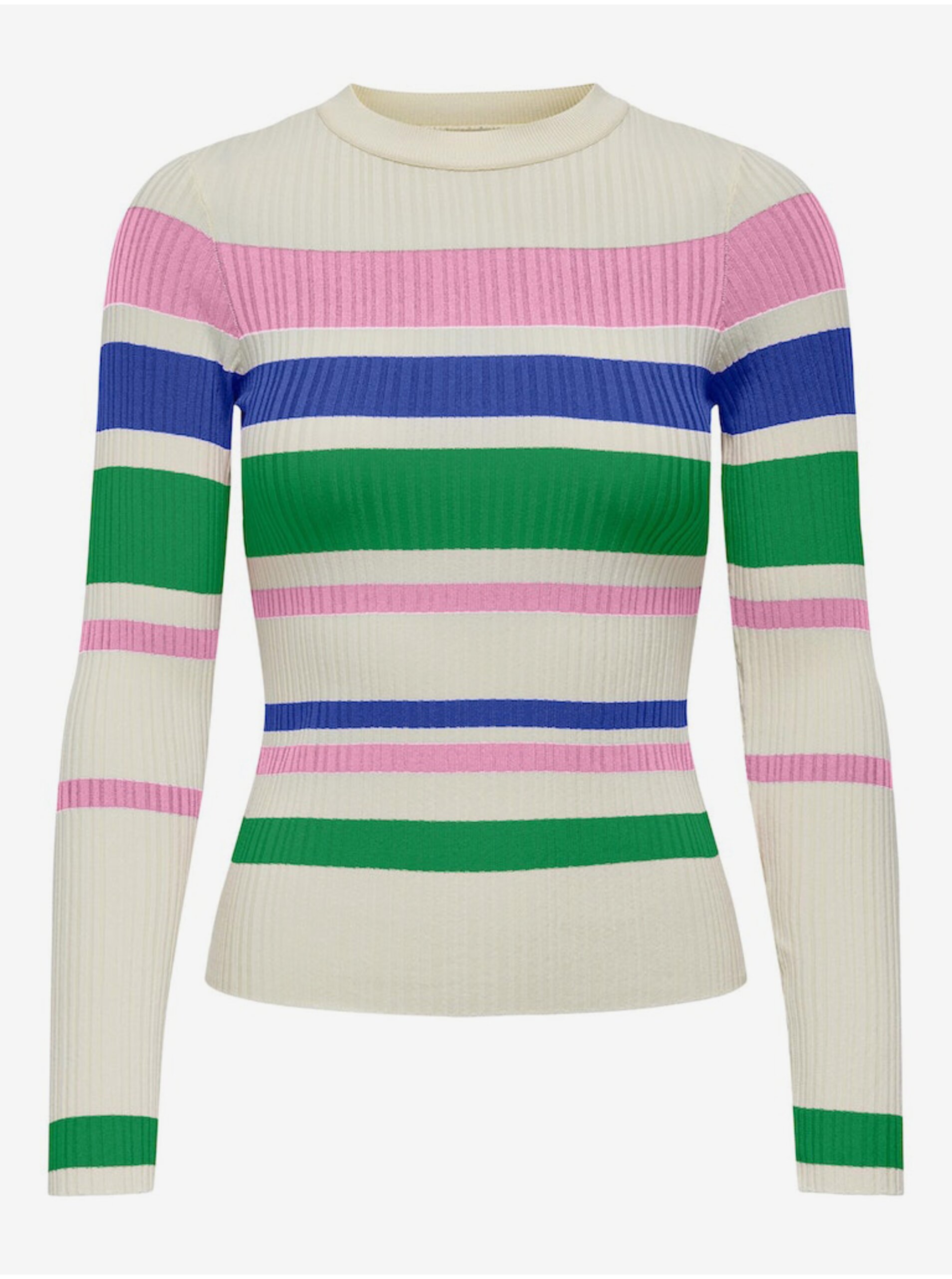 Cream women's striped sweater ONLY Sandri - Women