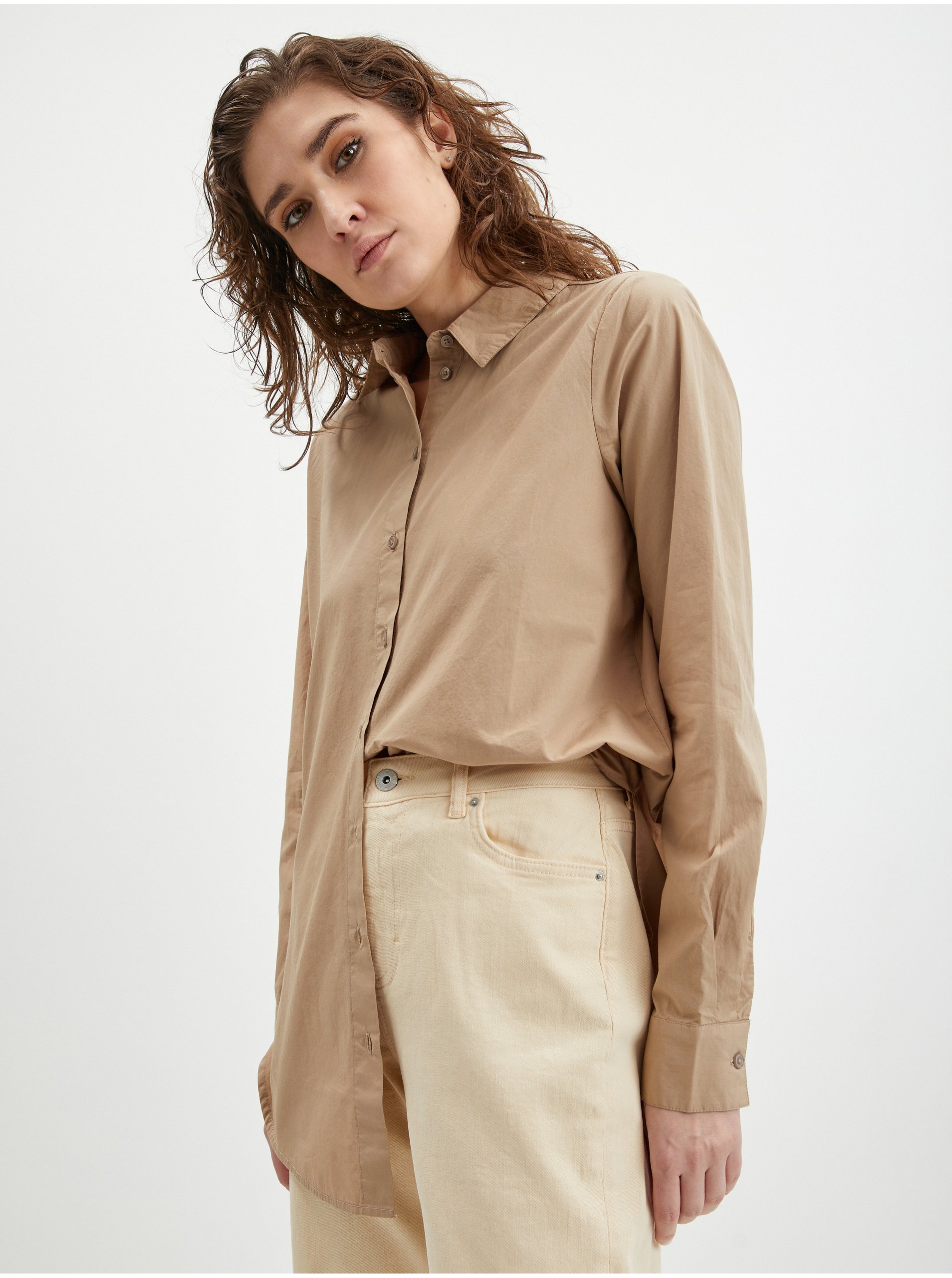 Flared, Bootcut pentru femei Pieces - crem