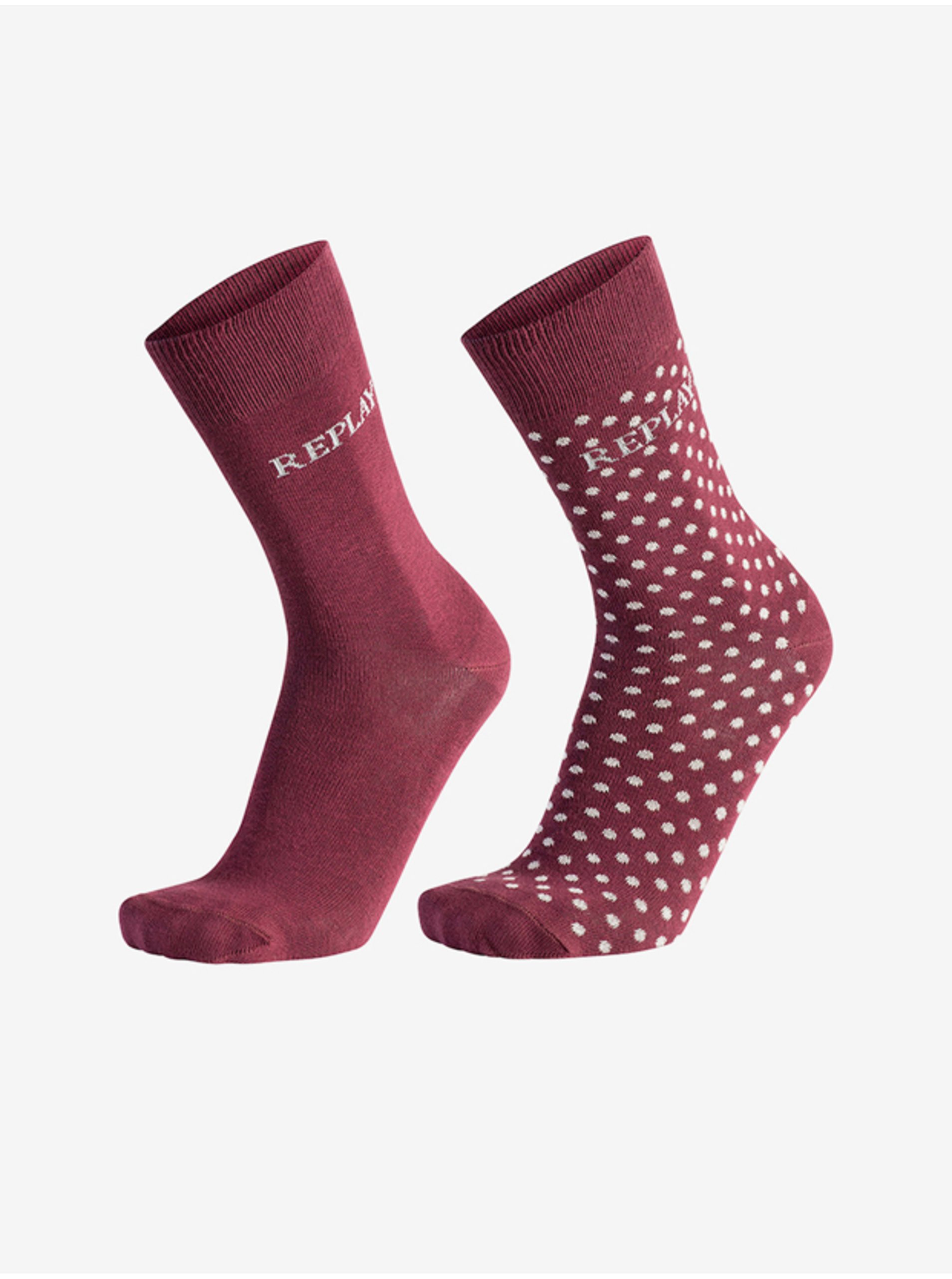 Set of two pairs of socks in replay burgundy - Men