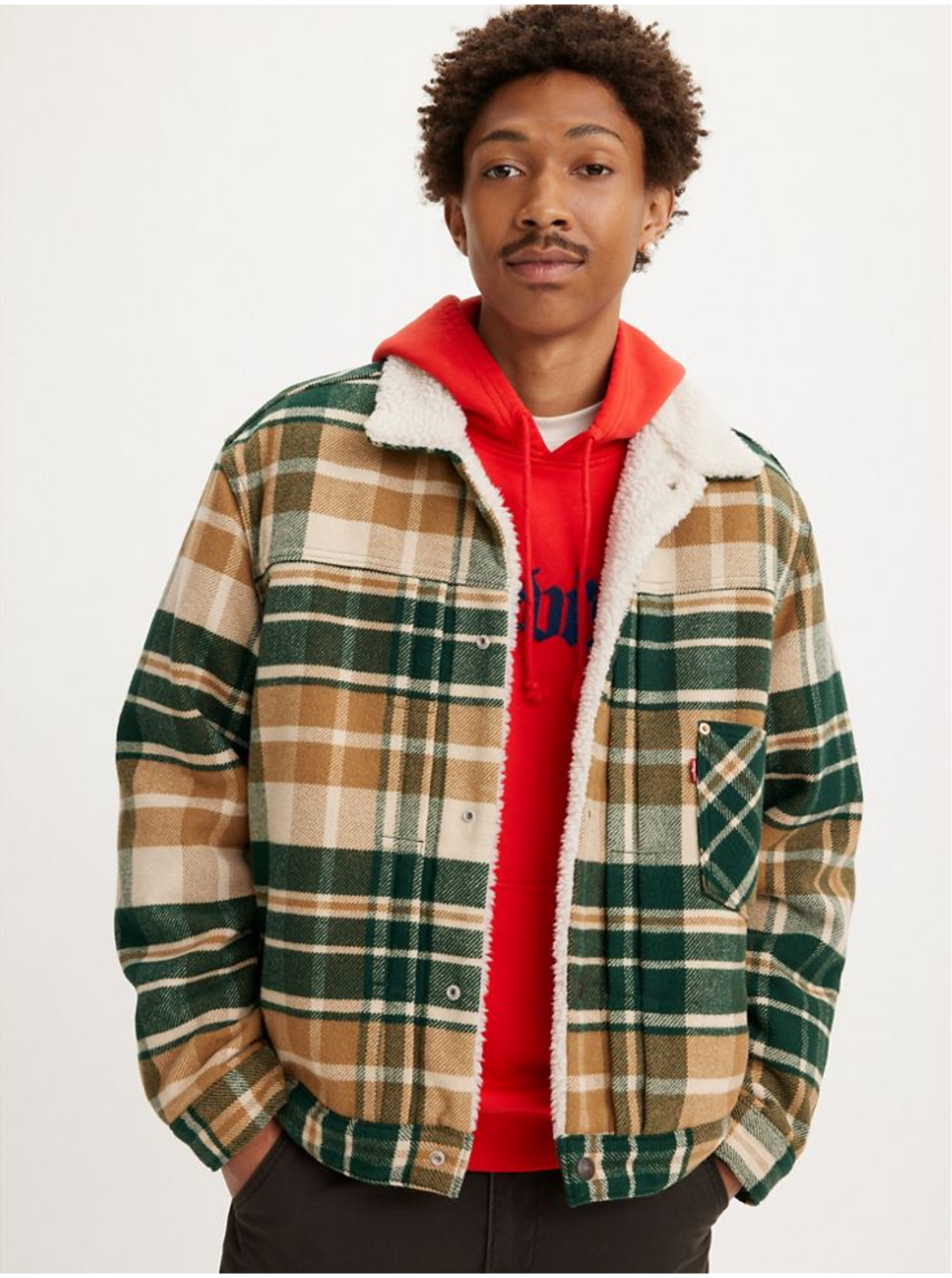 Levi's Green-brown men's checkered jacket with Levi's® Type 1 Sh - Men