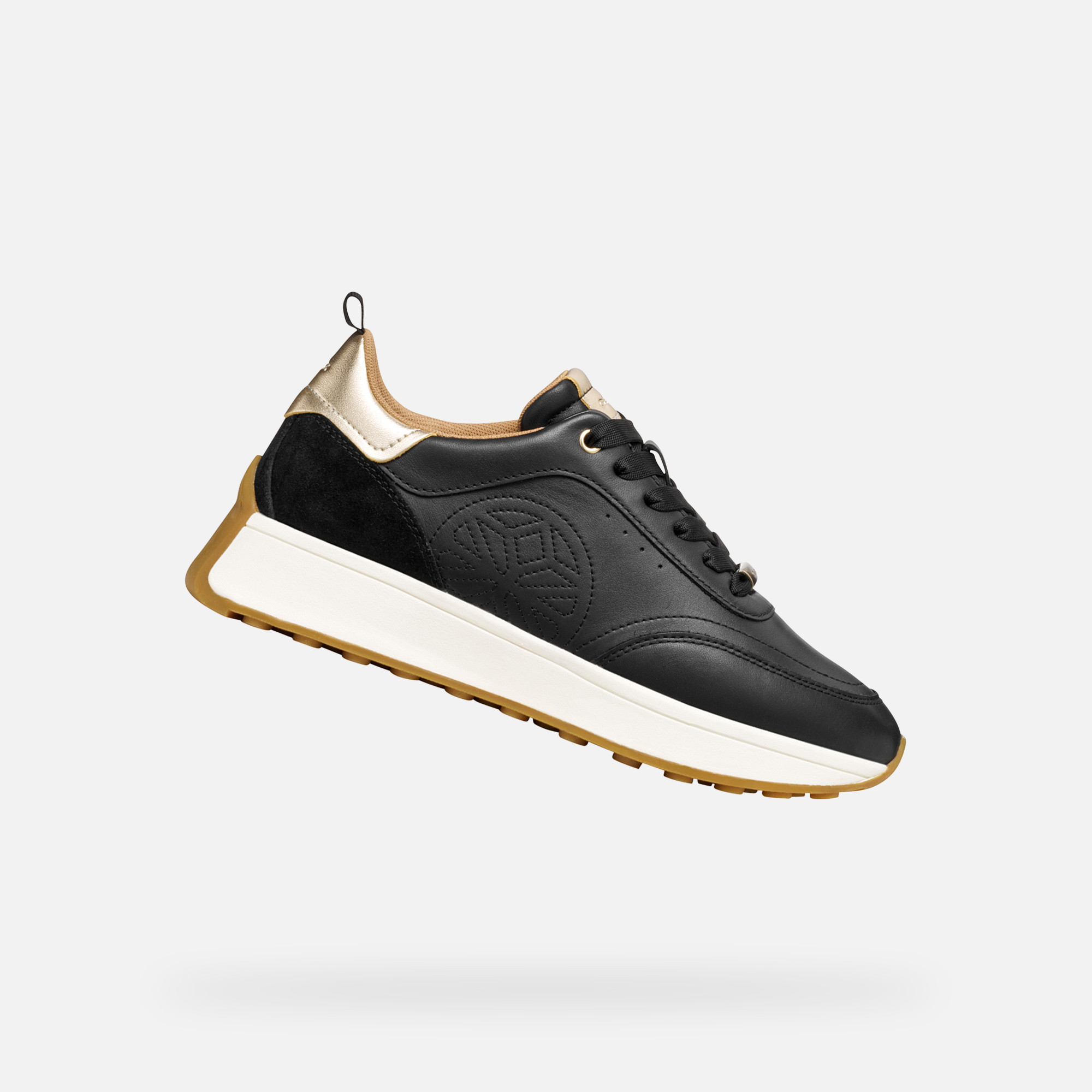 Black womens sneakers Geox Amabel - Womens