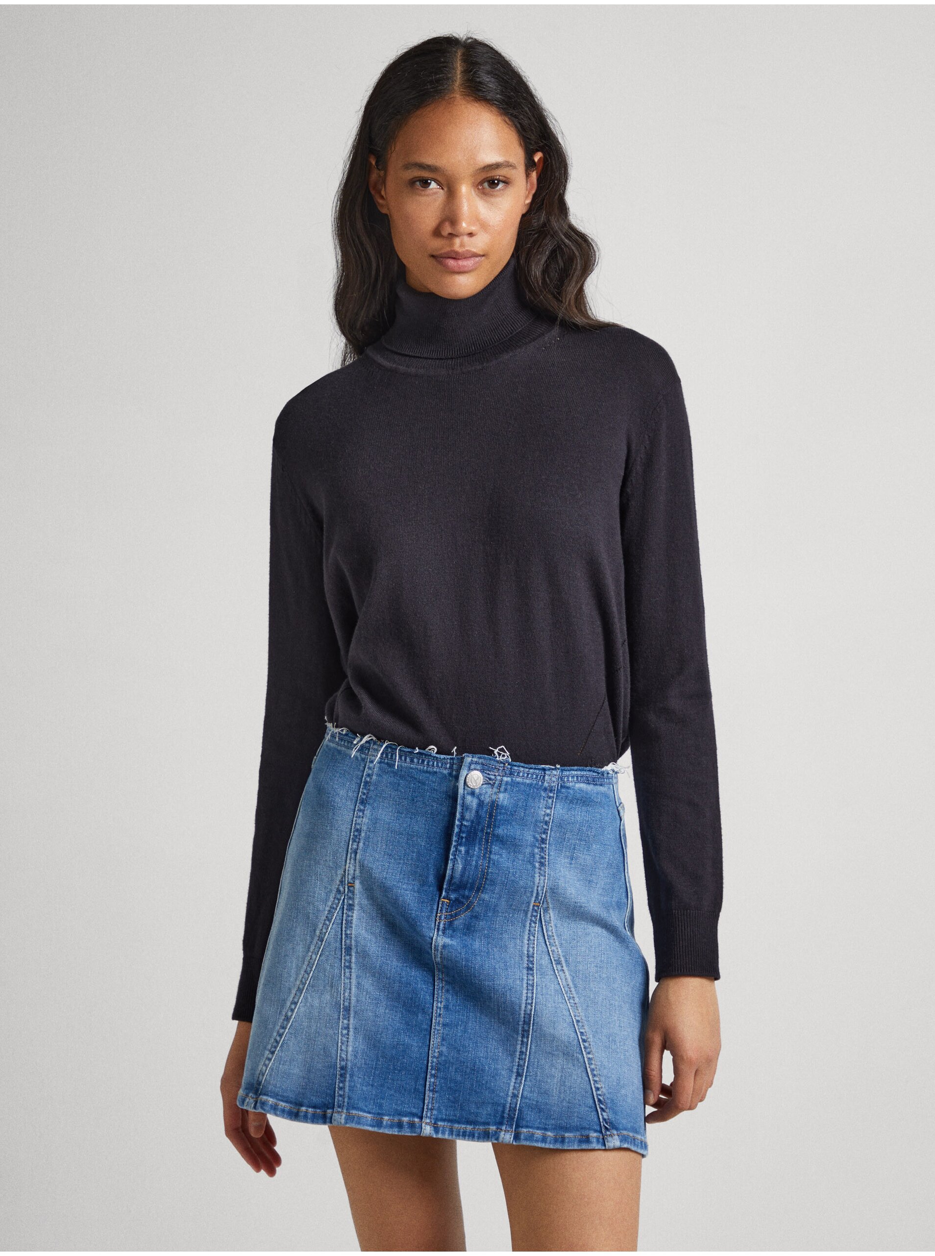 Pepe Jeans Donna Turt - Black women's turtleneck with wool and cashmere - Women