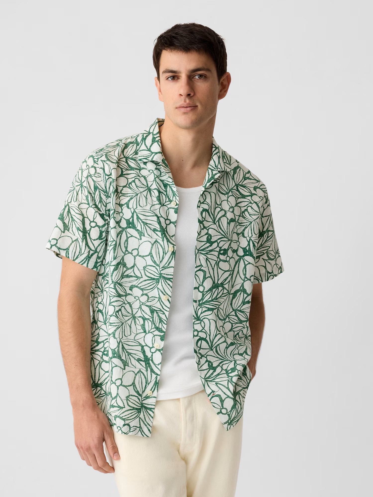 Camasi casual pentru barbati GAP - verde, crem